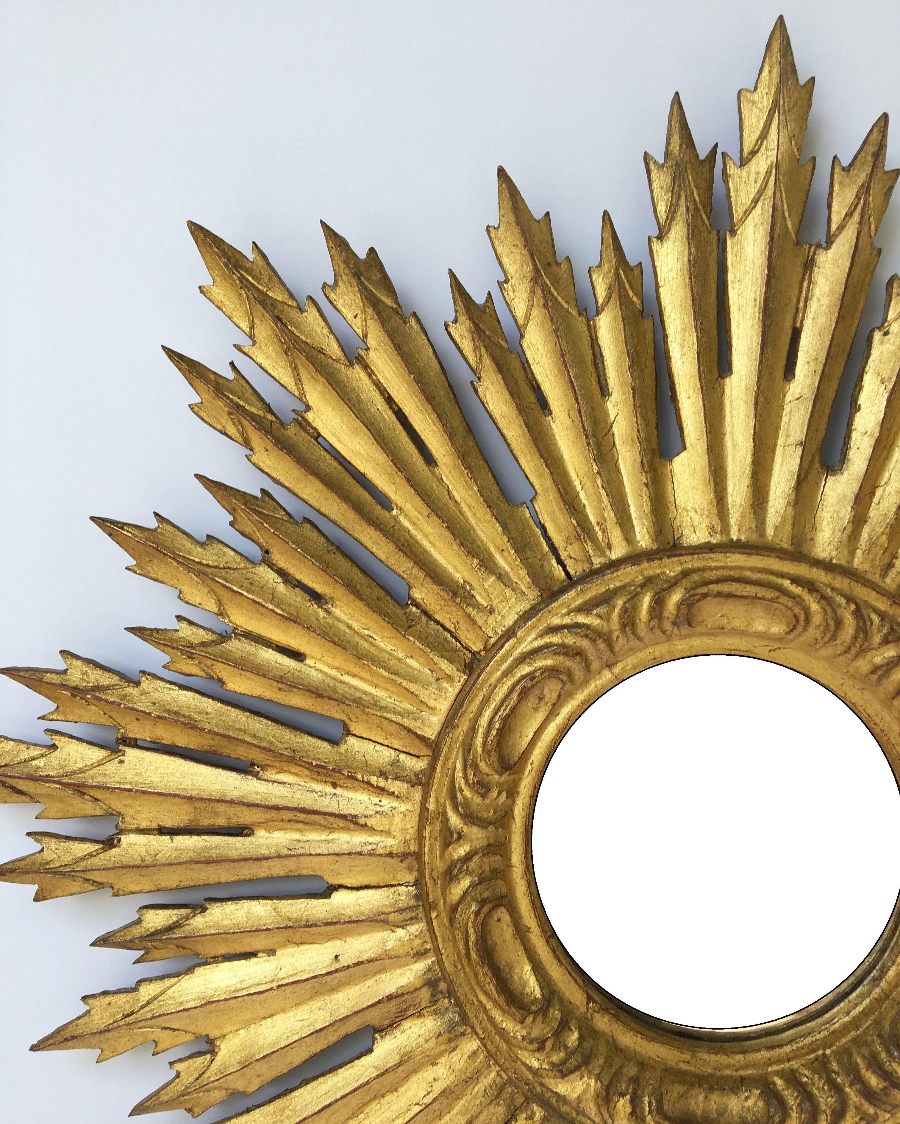 French Gilt Sunburst or Starburst Mirror (Diameter 24) 2