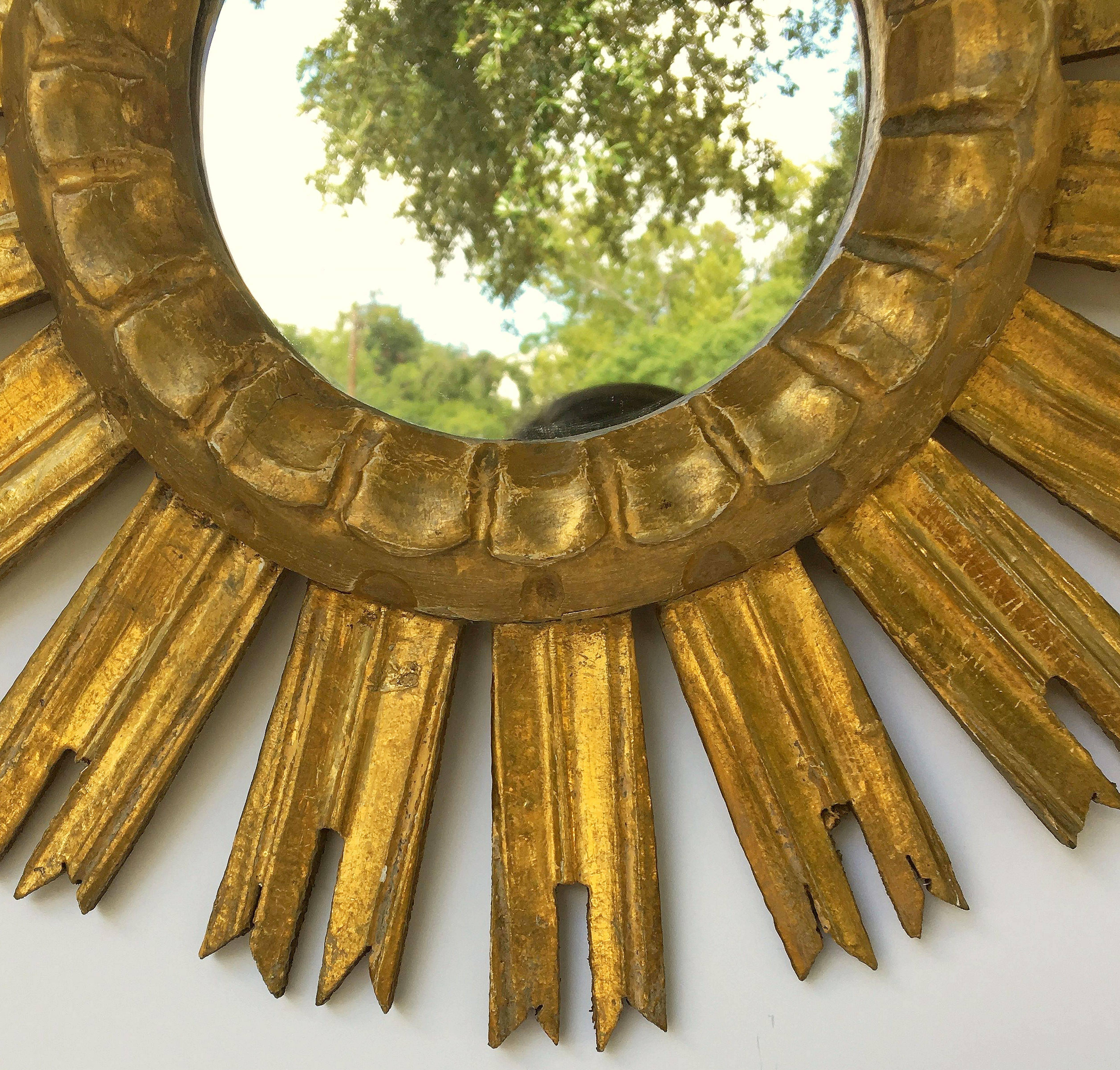 20th Century French Gilt Sunburst or Starburst Mirror