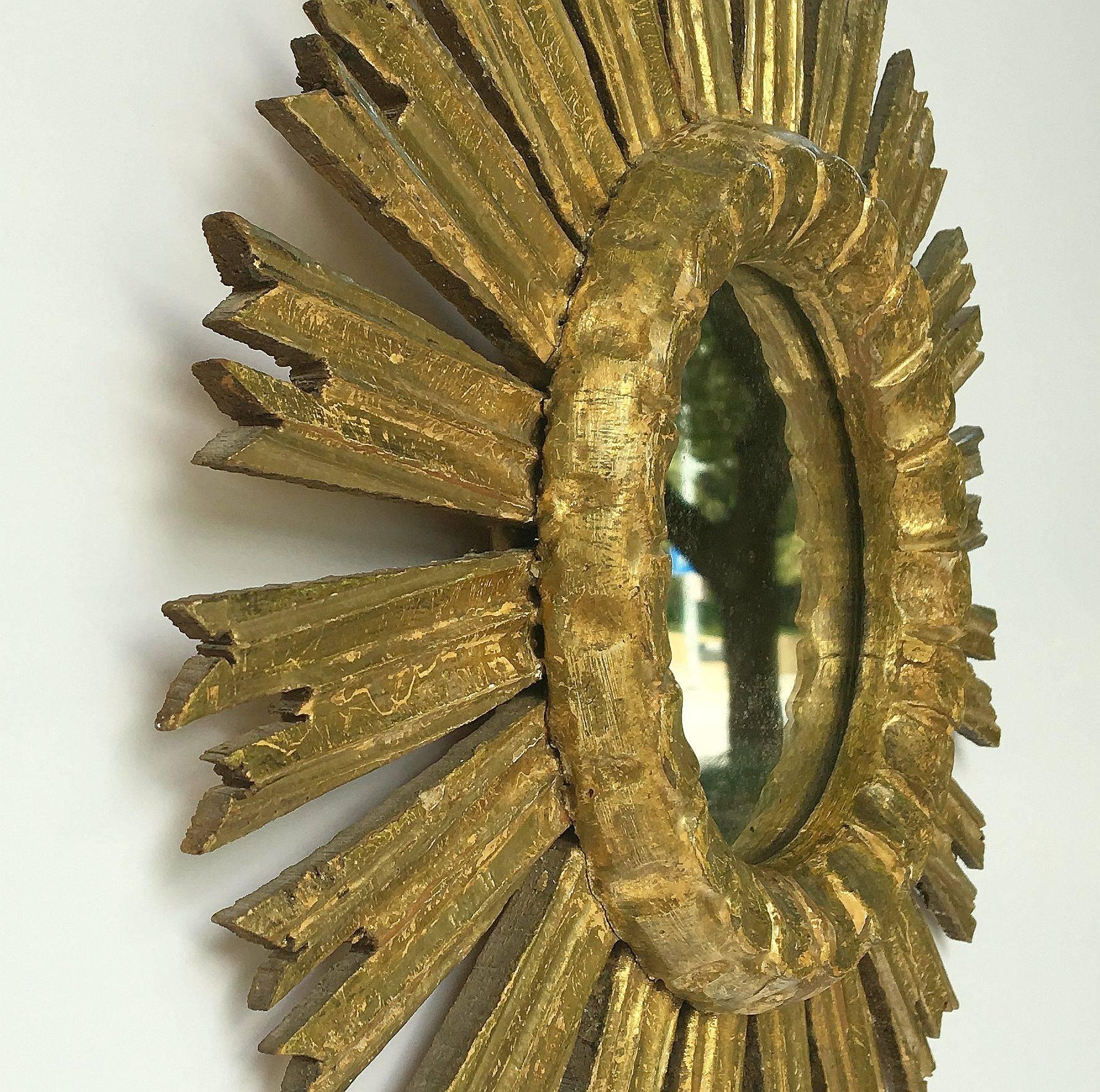 French Gilt Sunburst or Starburst Mirror (Diameter 16 1/2) 3