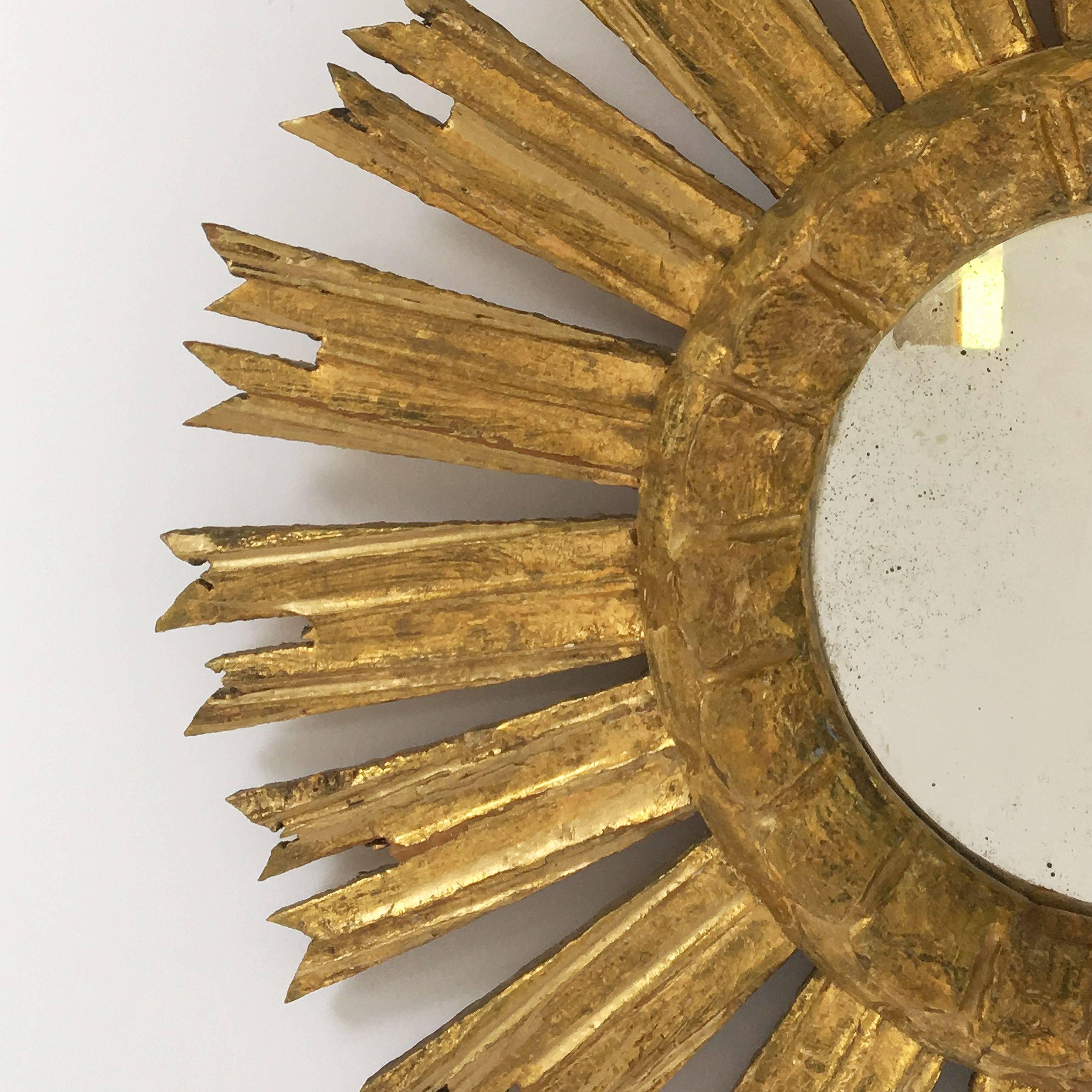 French Gilt Sunburst or Starburst Mirror (Diameter 16 1/2) 2