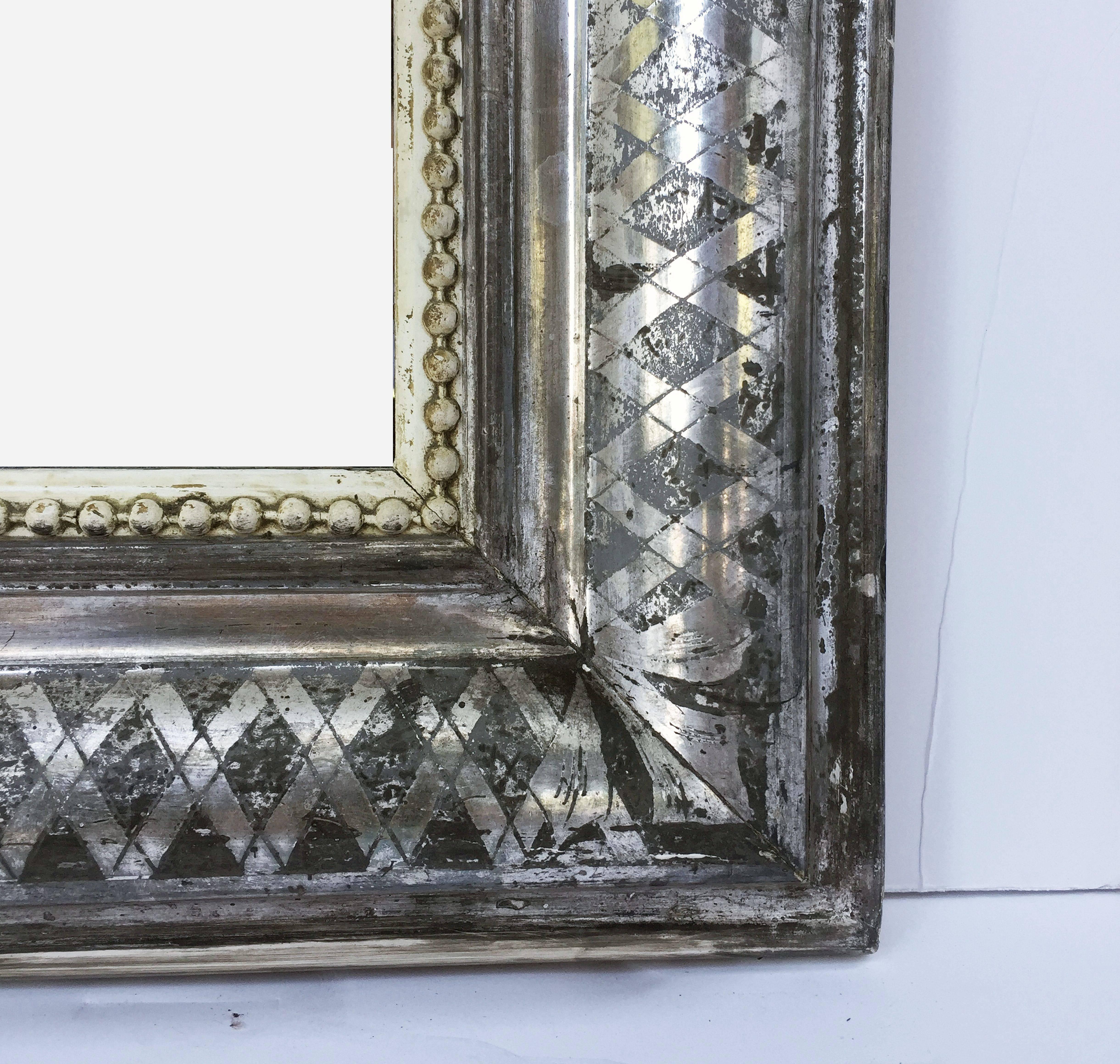 Glass Louis Philippe Silver Gilt Mirror (H 55 x W 34)