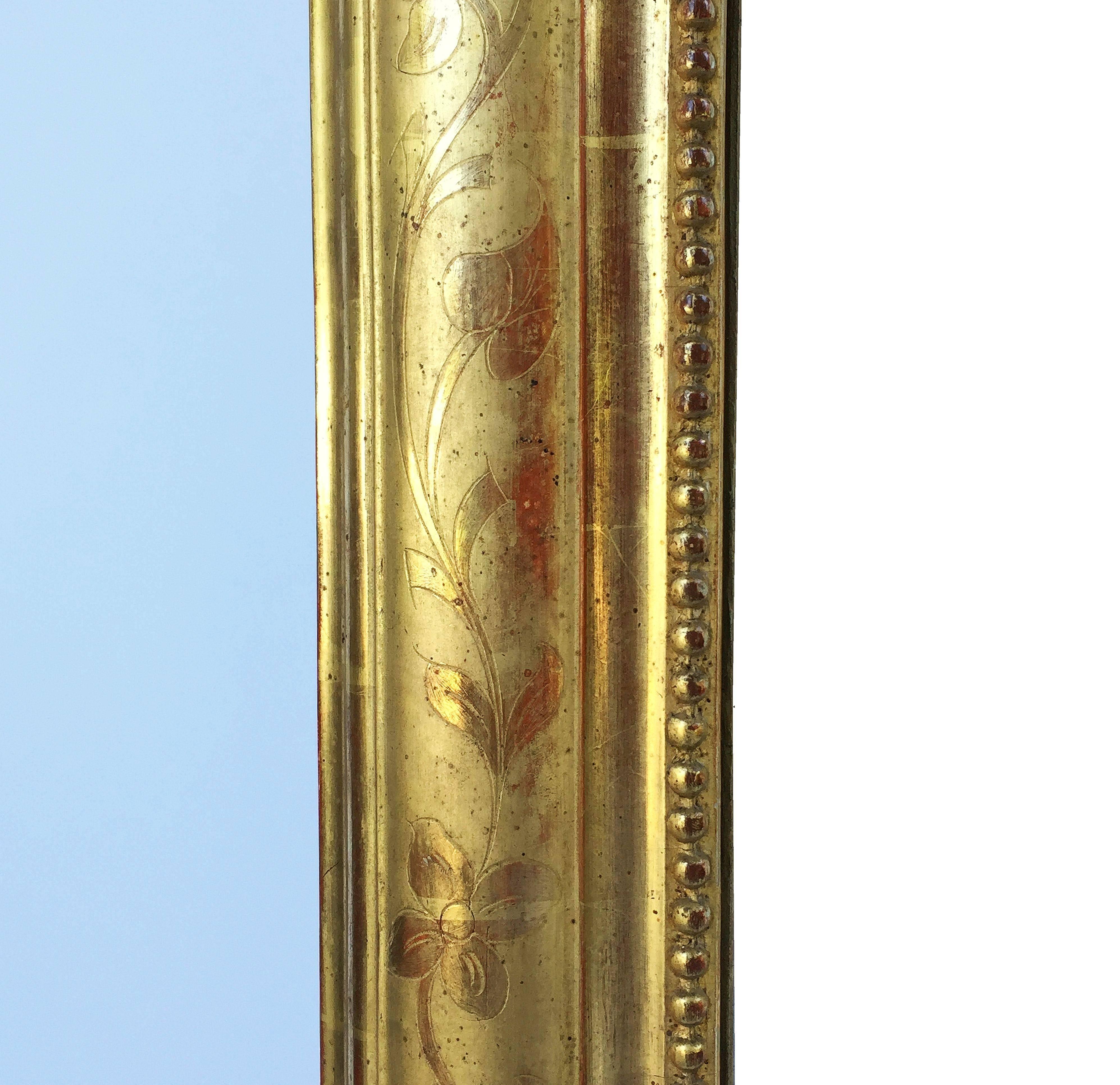 19th Century Large Louis Philippe Arch Top Gilt Mirror (H 50 1/2 x W 29 1/2)