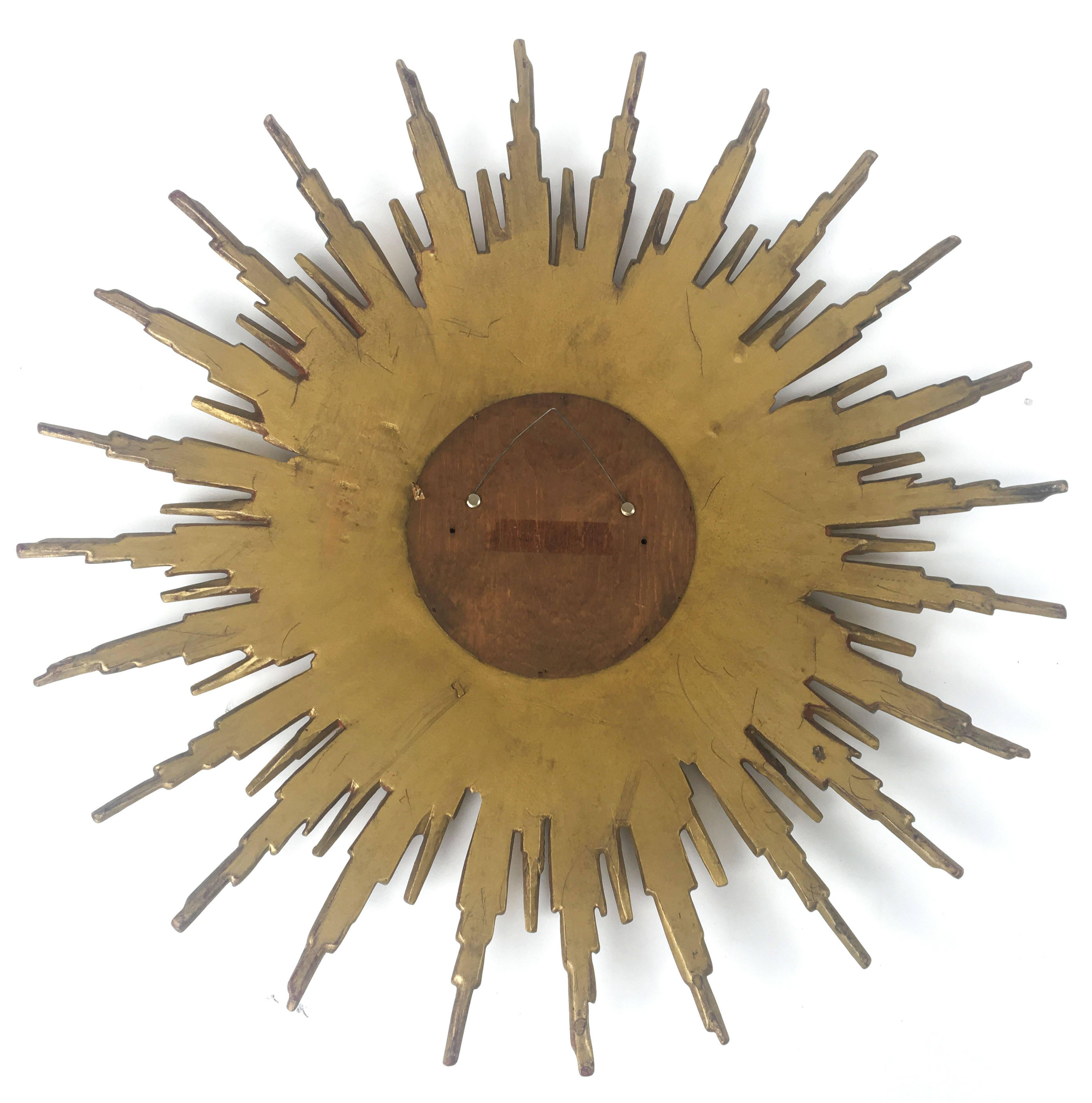 French Gilt Sunburst or Starburst Convex Mirror 3