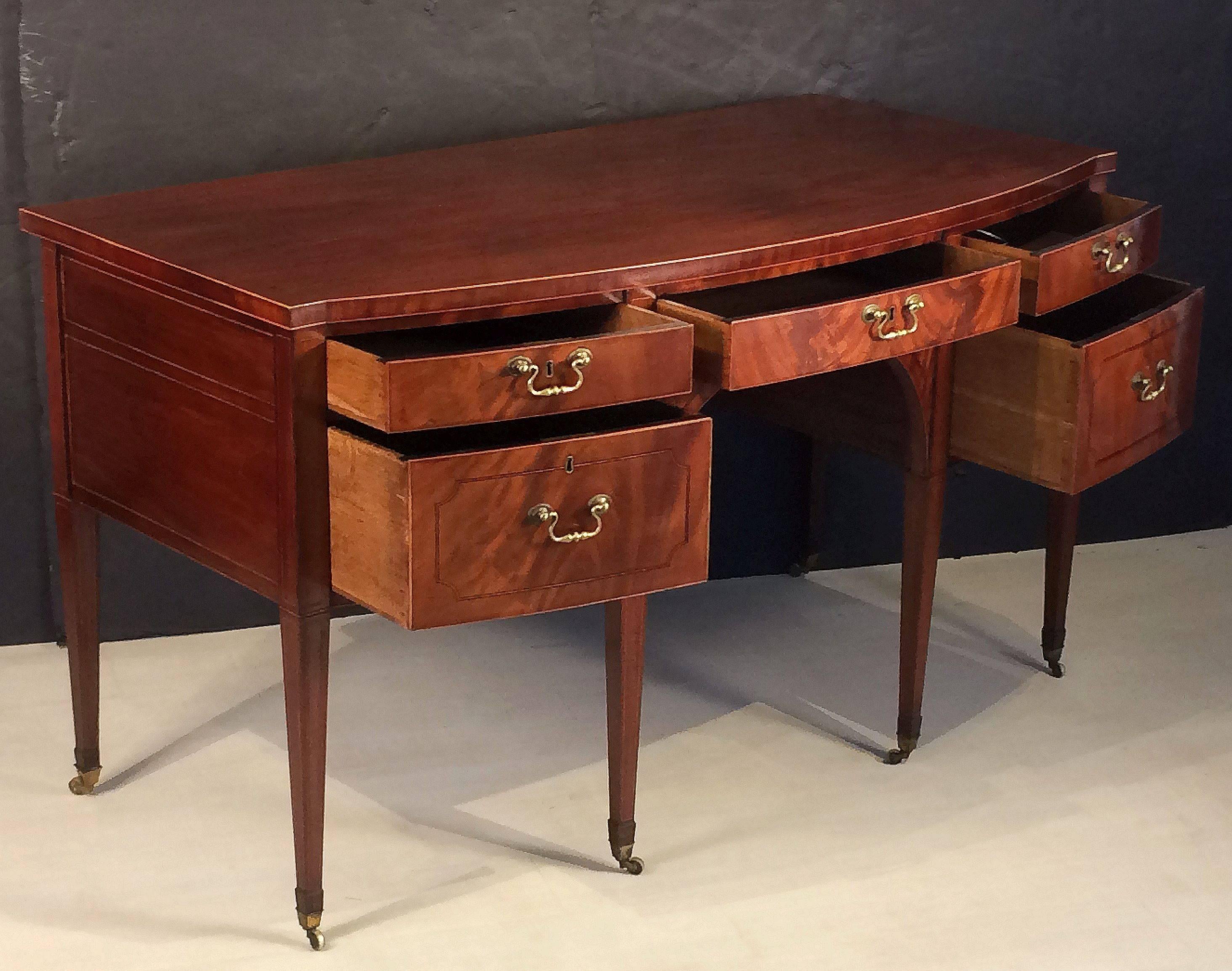 19th Century English Sideboard Console of Inlaid Flame Mahogany from the Regency Period For Sale