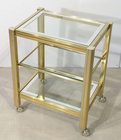 Italian Drinks Cart Trolley or Bar Cart of Brass and Glass
