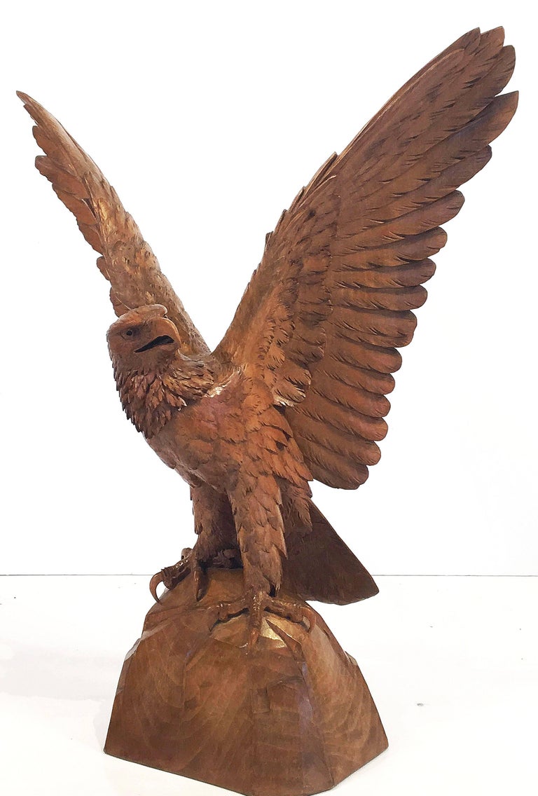 Large Black Forest Eagle of Carved Wood at 1stDibs