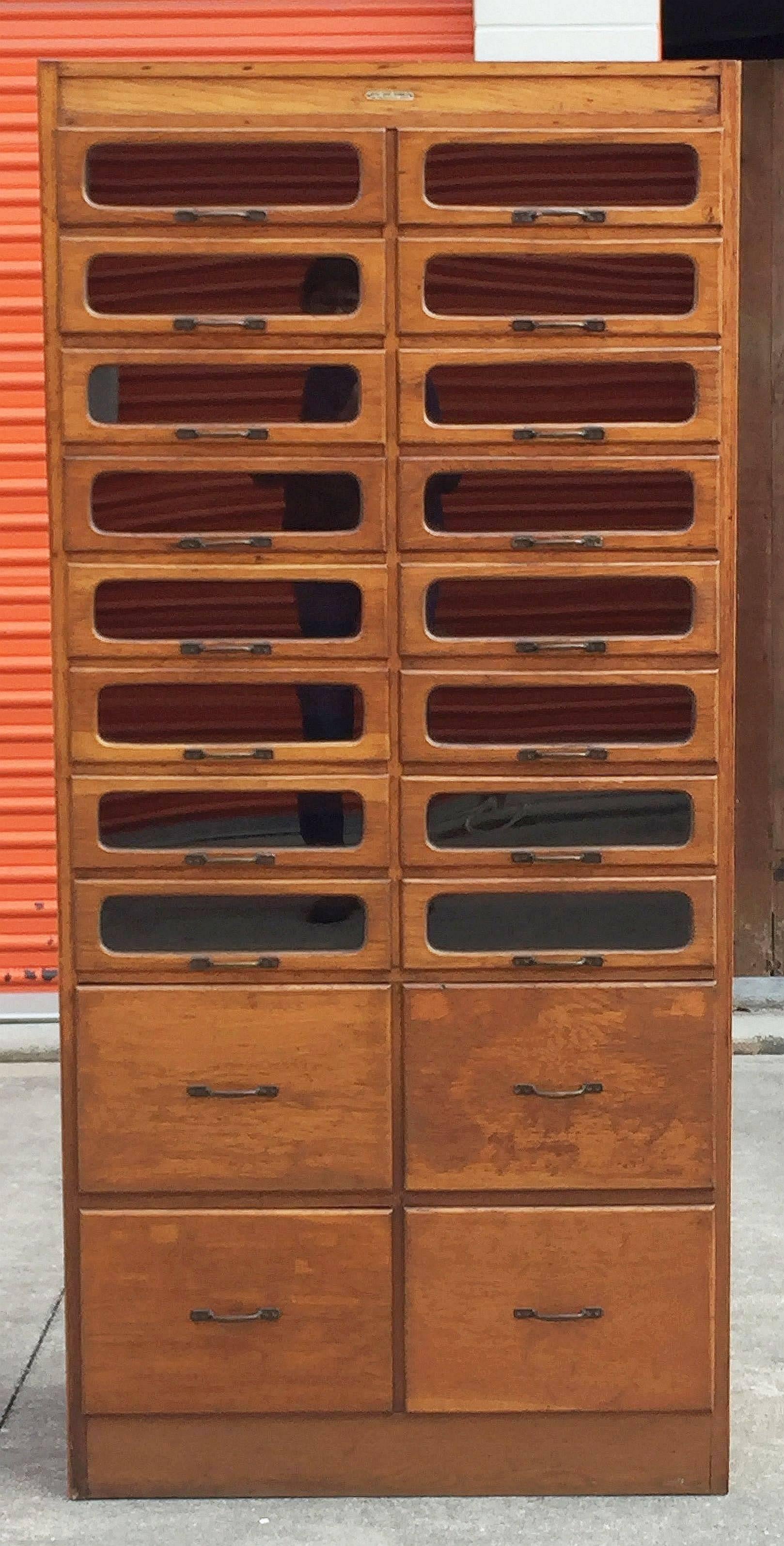 Metal Pair of English Haberdashery Cabinets