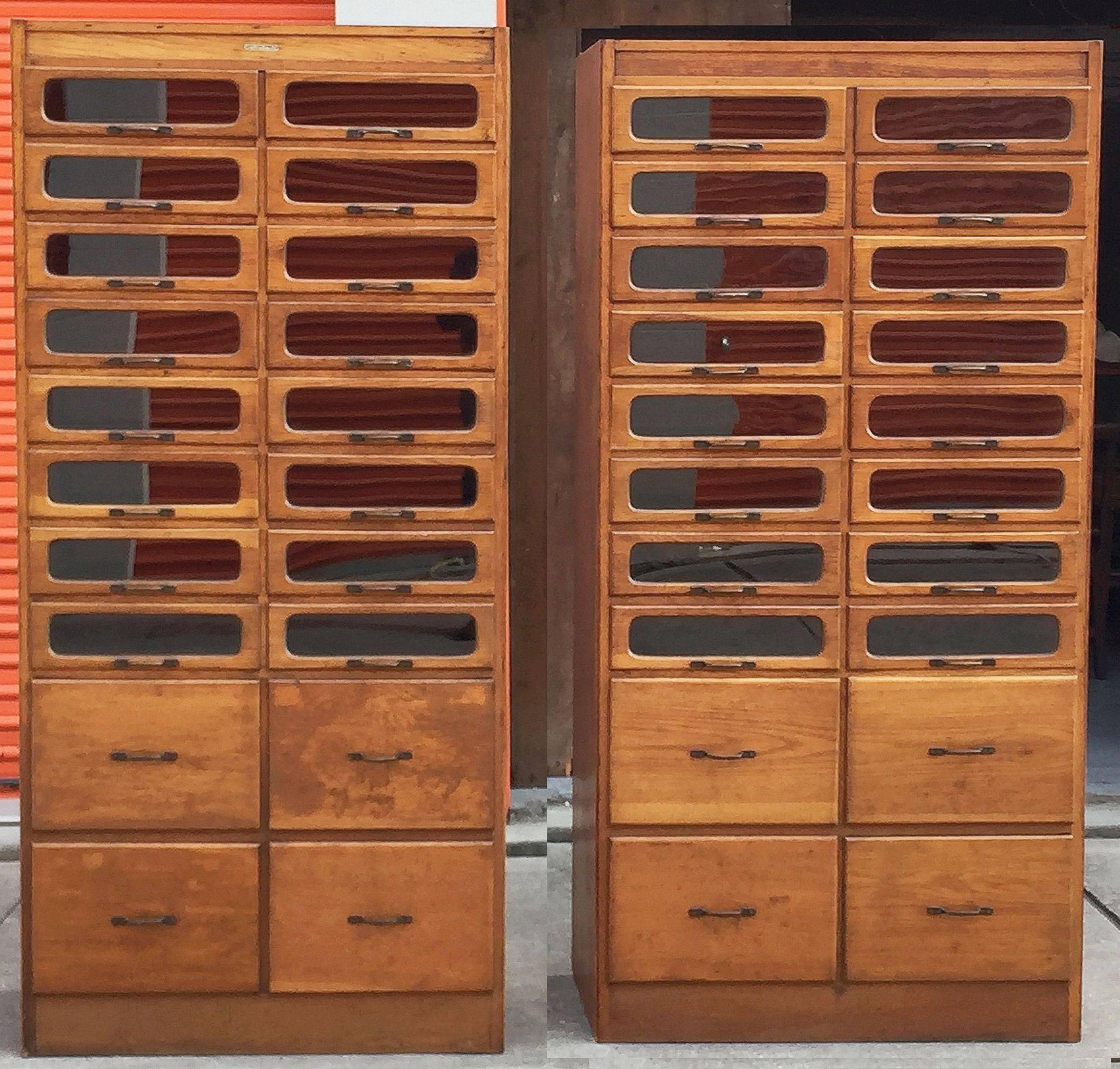 20th Century Pair of English Haberdashery Cabinets