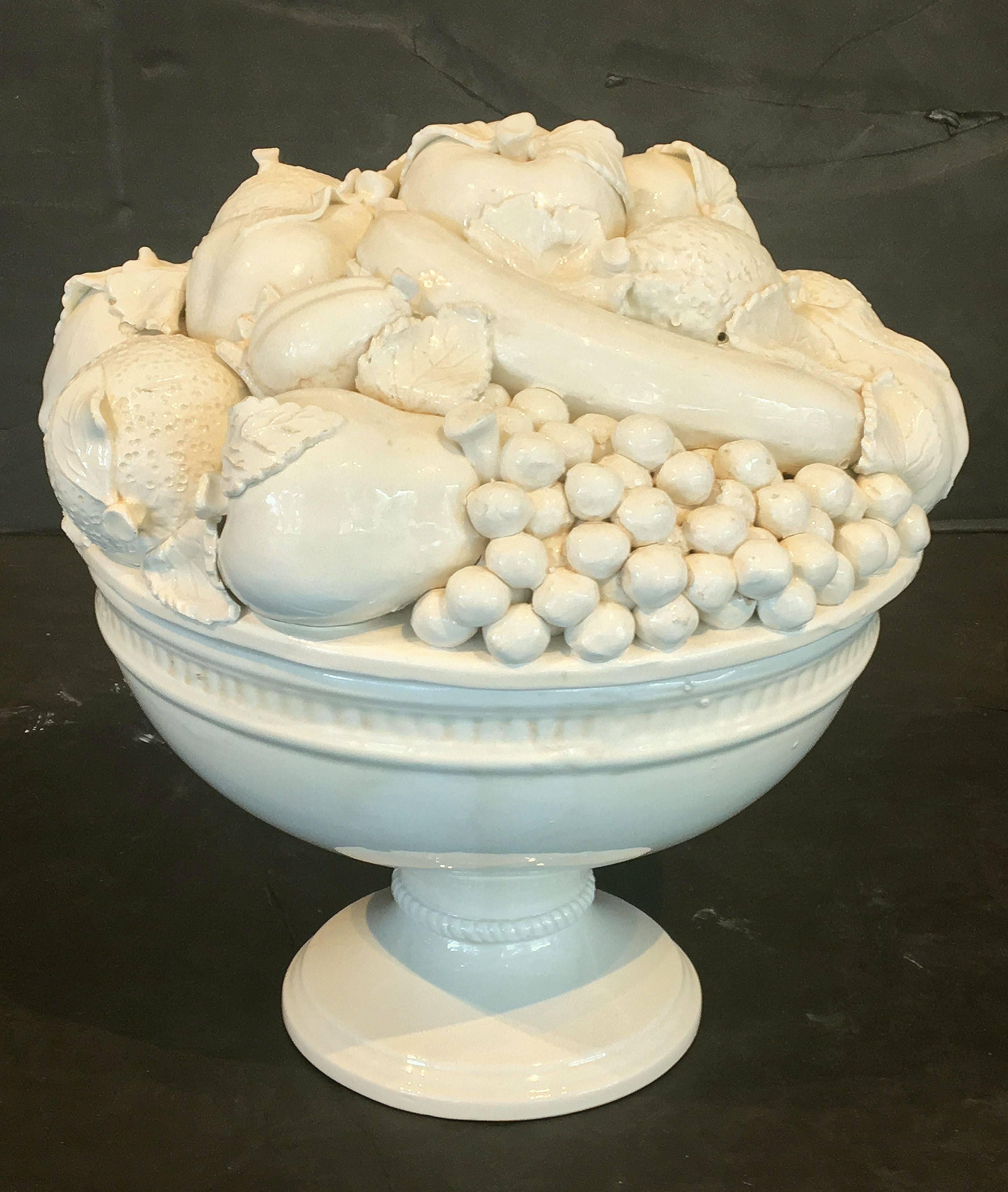 white pedestal fruit bowl