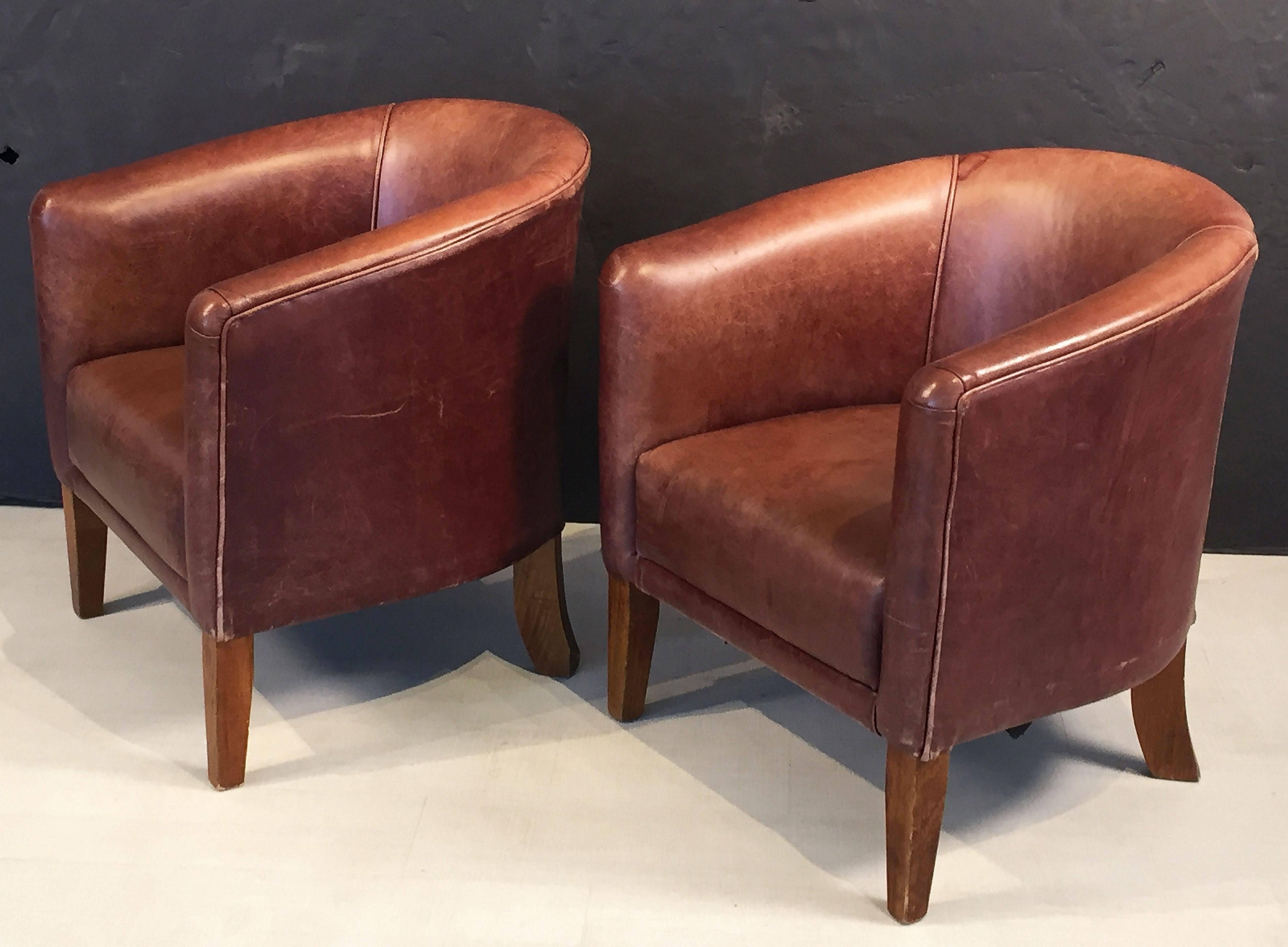 Pair of Italian Leather Lounge Chairs 2