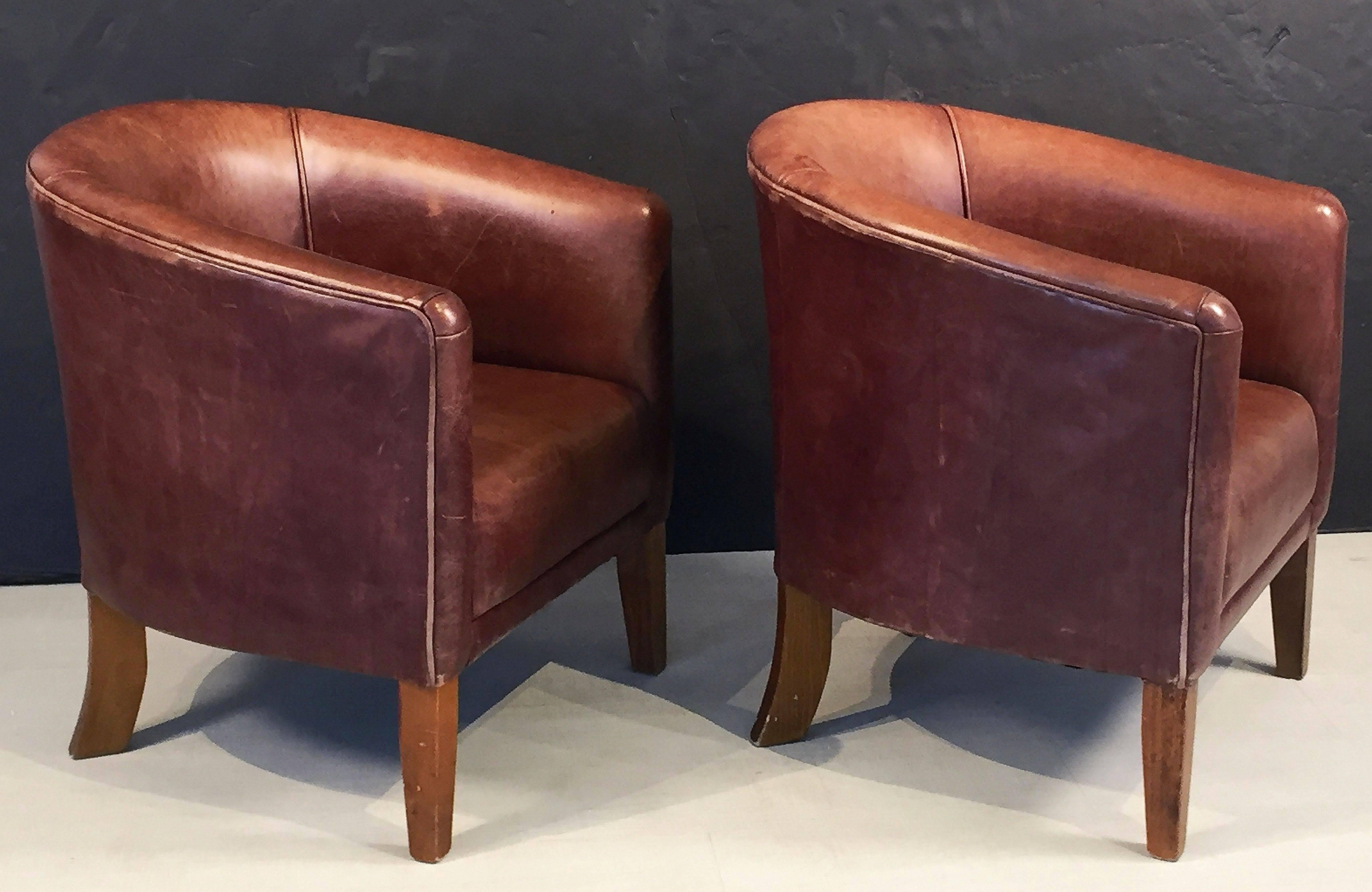 Pair of Italian Leather Lounge Chairs 3
