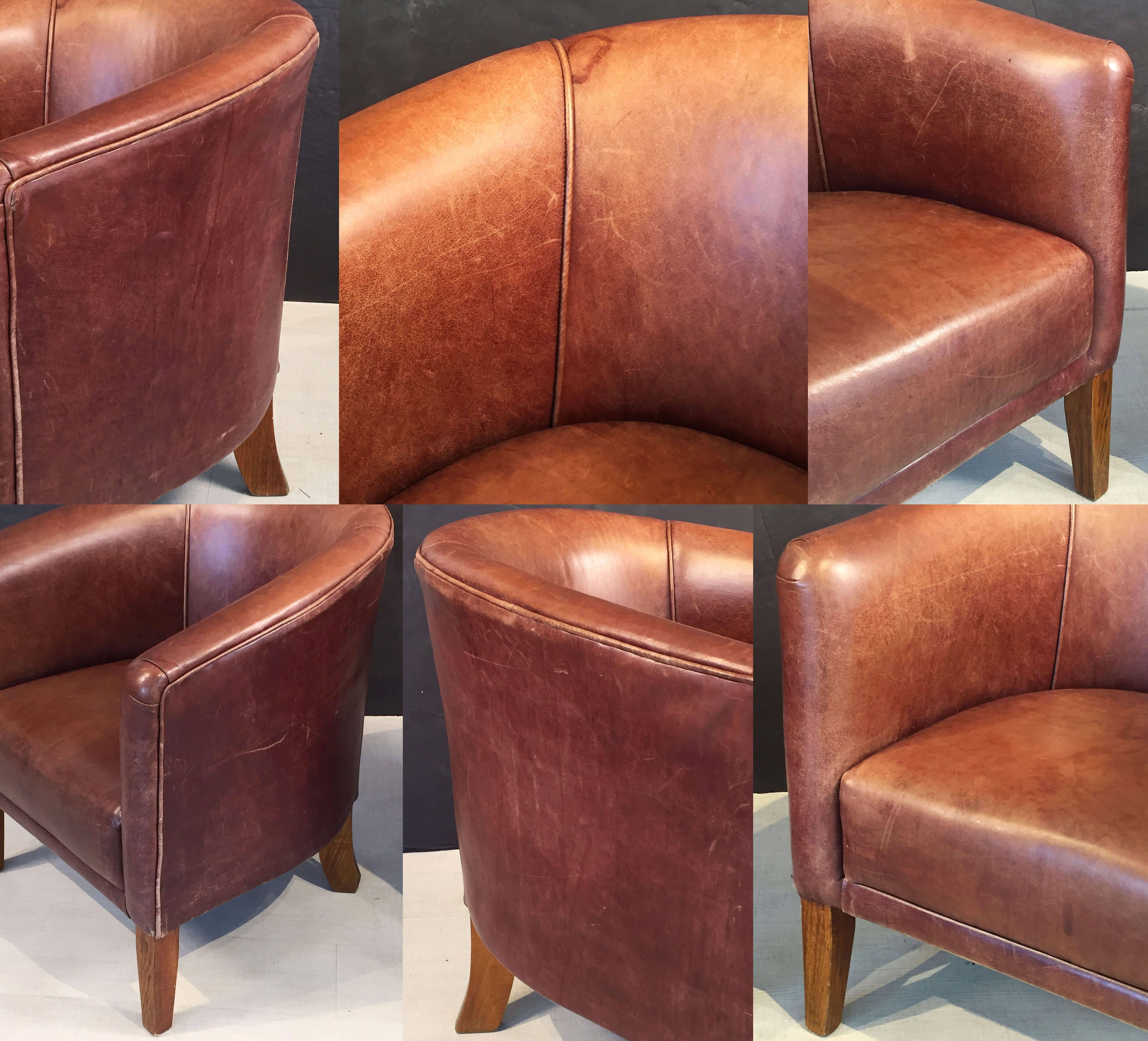 Pair of Italian Leather Lounge Chairs 5