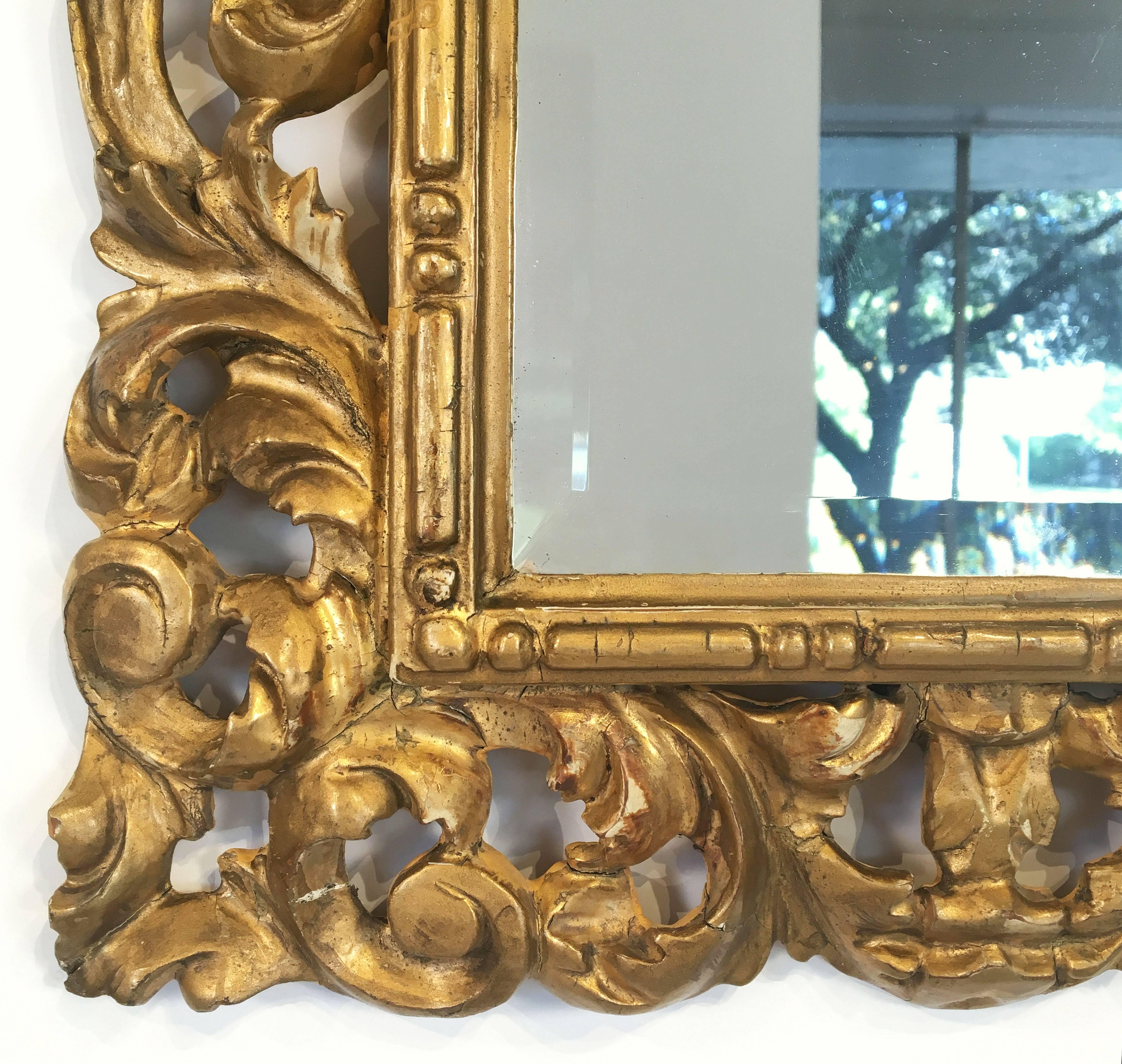 Rococo Beveled Mirror with Carved Giltwood Frame (H 22 1/2 x W 16 1/2) 3