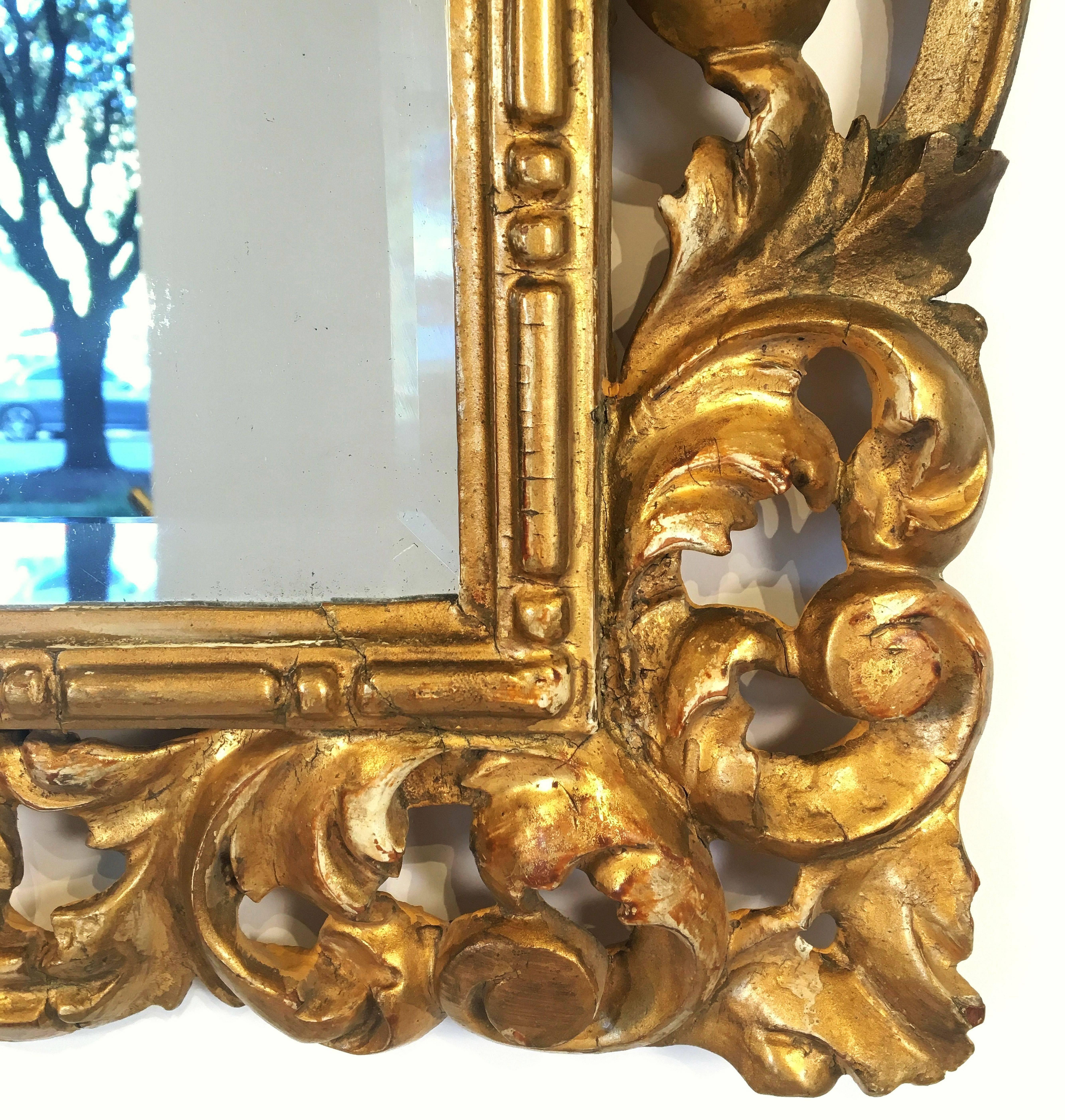 Rococo Beveled Mirror with Carved Giltwood Frame (H 22 1/2 x W 16 1/2) 1