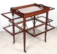 English Drinks Cart or Fold-Down Tea Table with Removable Tray Top
