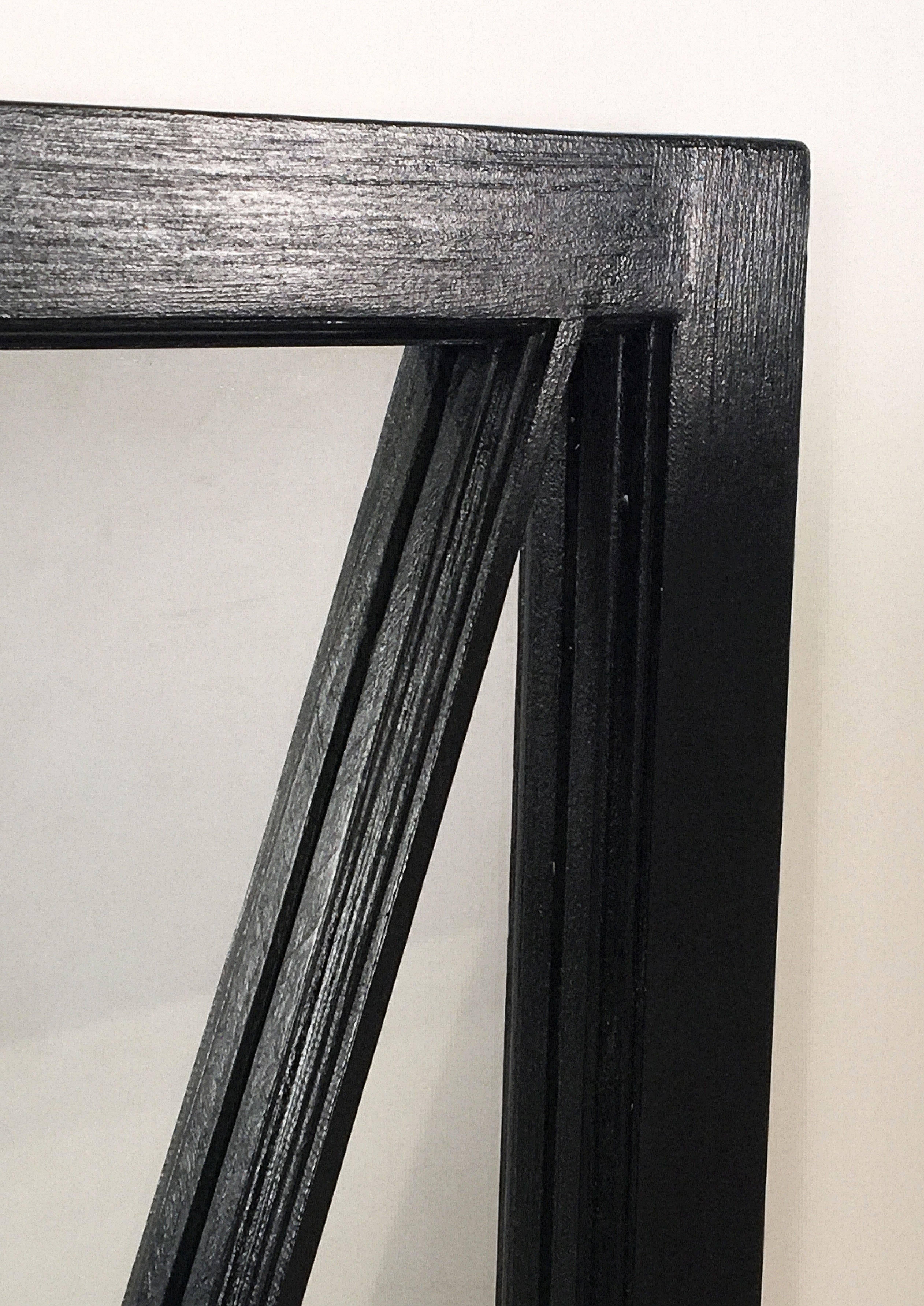 English Rectangular Black Frame Mirrors (H 48 3/4 x W 35 3/4) In Good Condition For Sale In Austin, TX