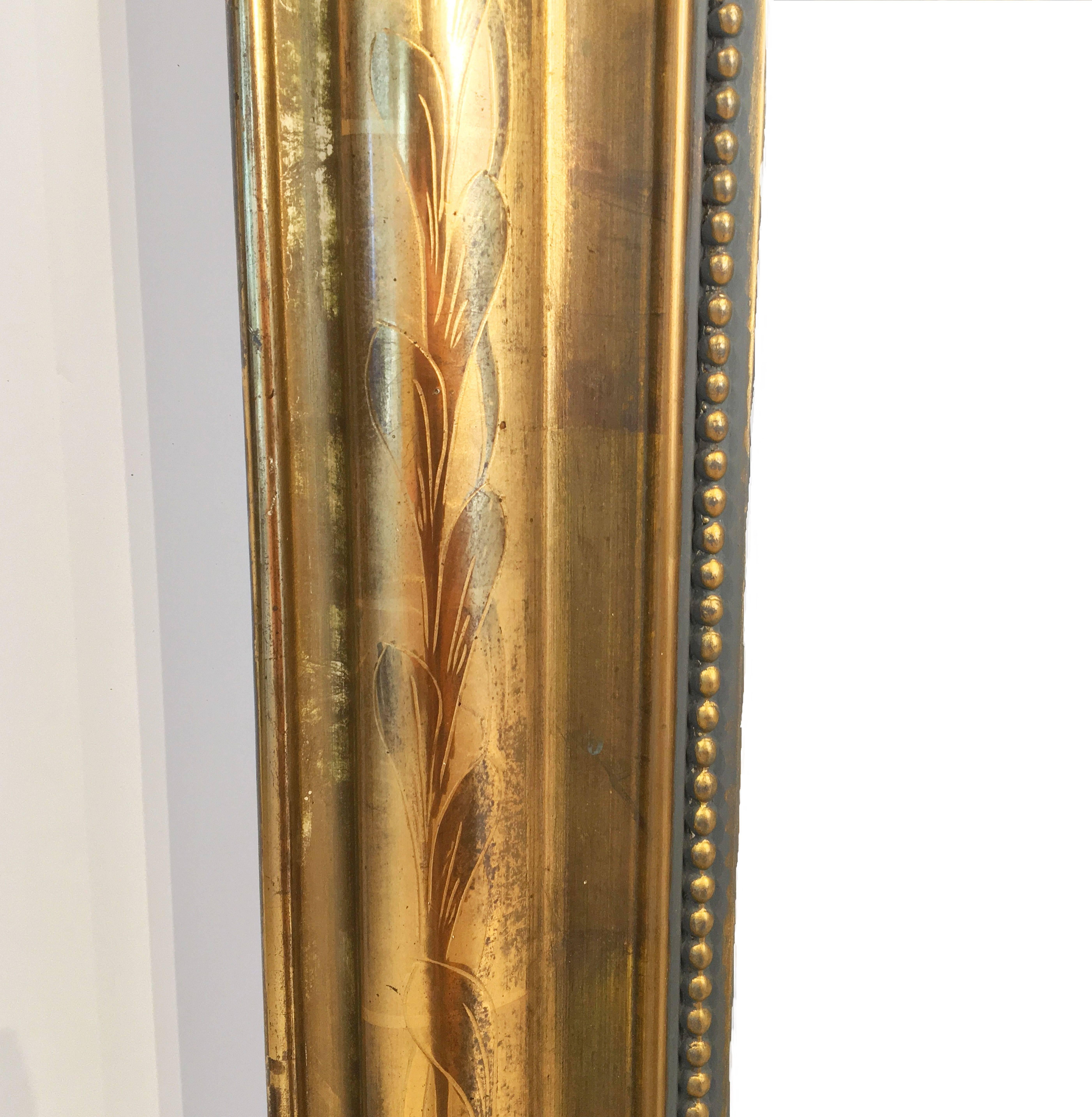 Large Louis Philippe Arch Top Gilt Mirror (H 55 1/4 x W 39 3/4) 2
