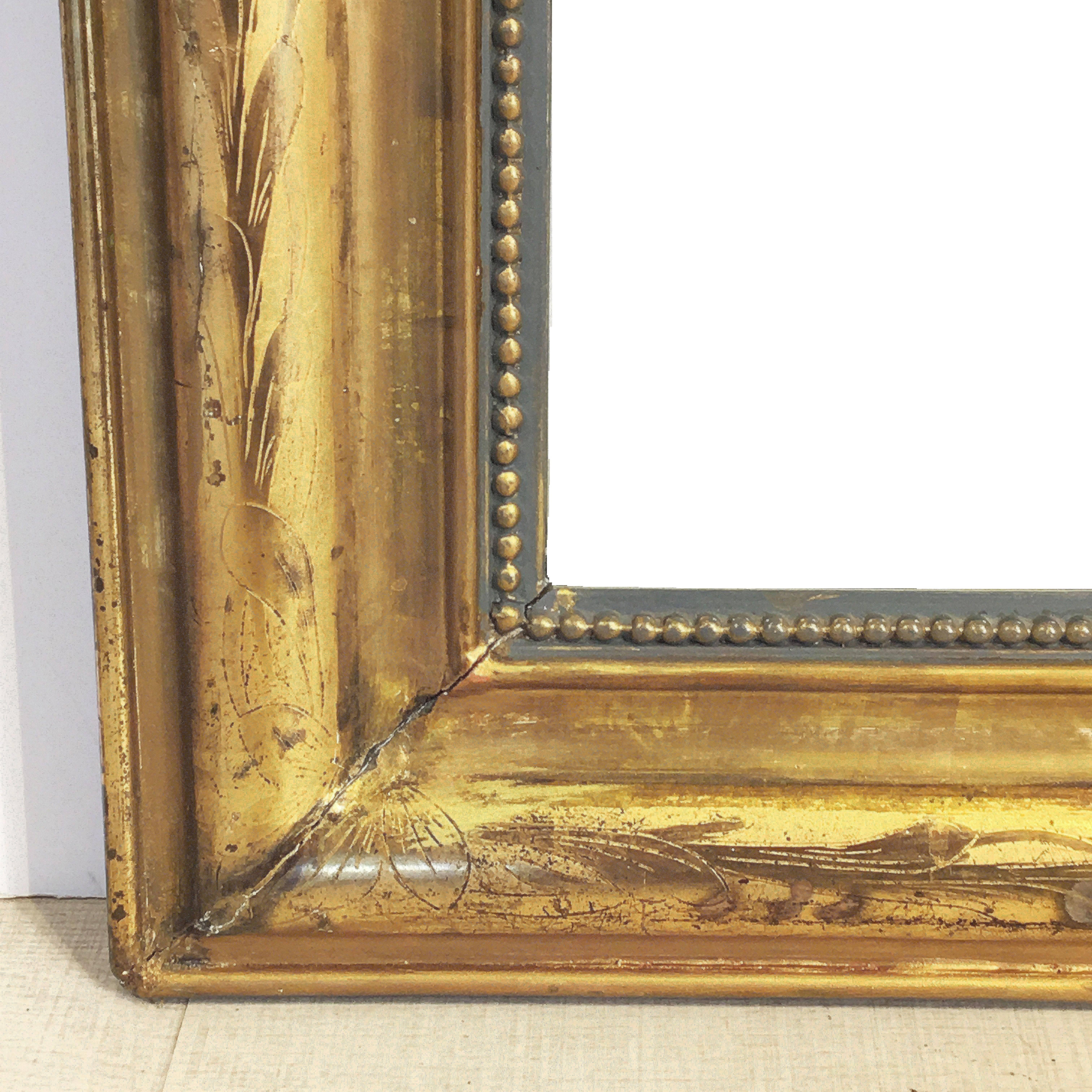 Glass Large Louis Philippe Arch Top Gilt Mirror (H 55 1/4 x W 39 3/4)
