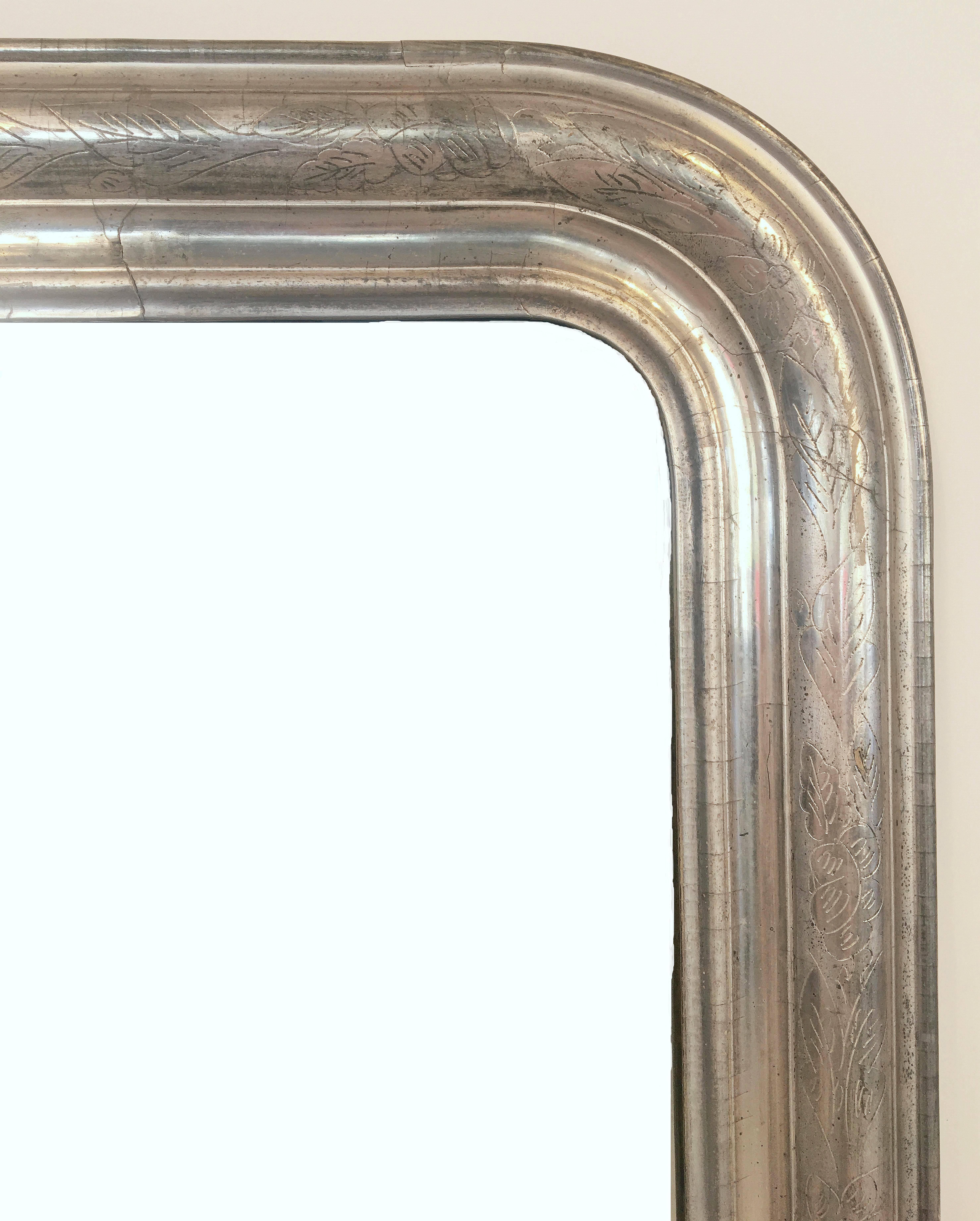 Louis Philippe Silver Gilt Mirror (H 46 x W 30 1/2) In Good Condition In Austin, TX
