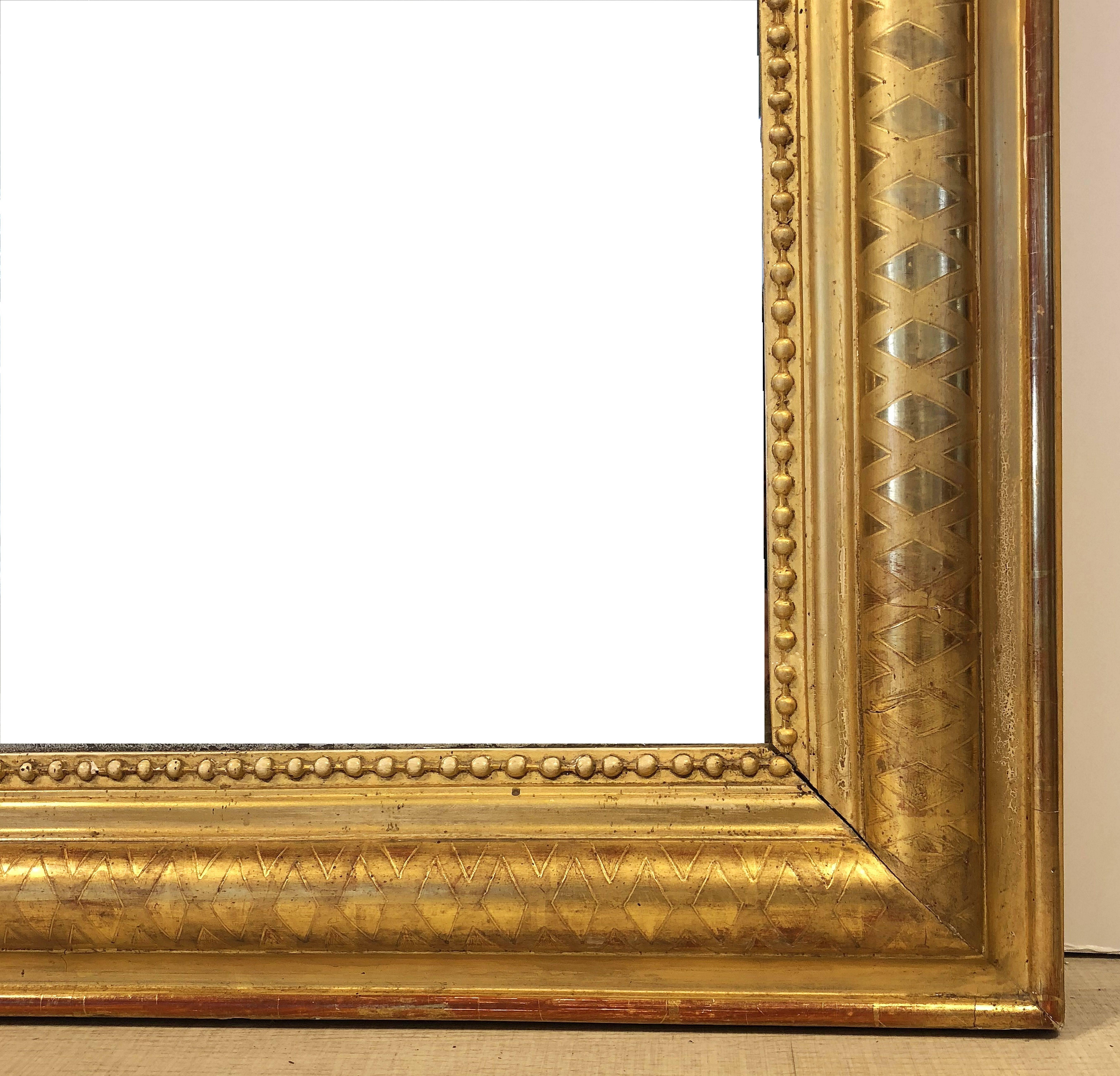 French Louis Philippe Gilt Arch Top Mirror (H 56 x W 35)
