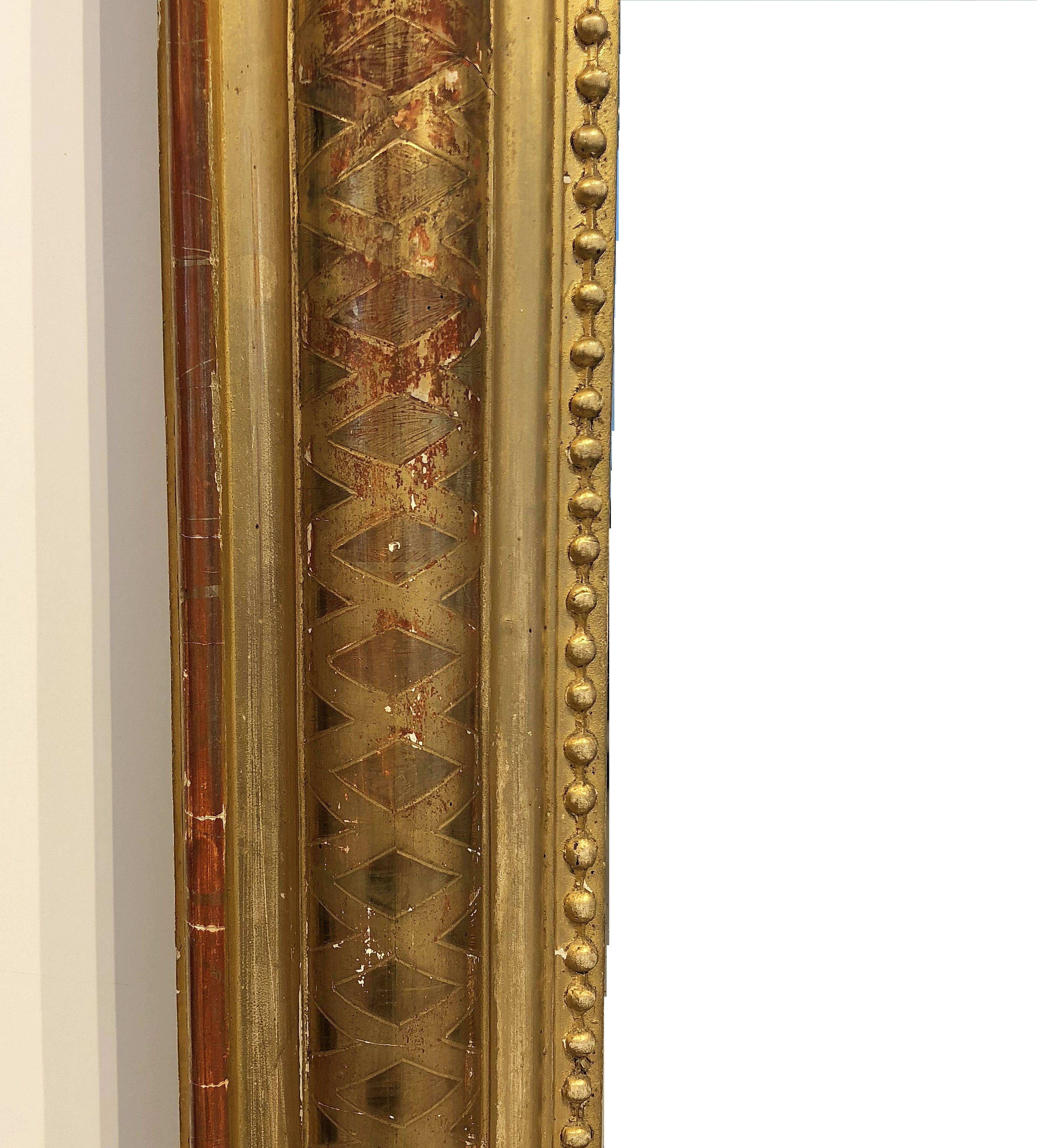 Glass Louis Philippe Gilt Arch Top Mirror (H 56 x W 35)