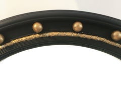 English Round Ebony Black and Gold Framed Convex Mirror (Diameter 24 1/2)