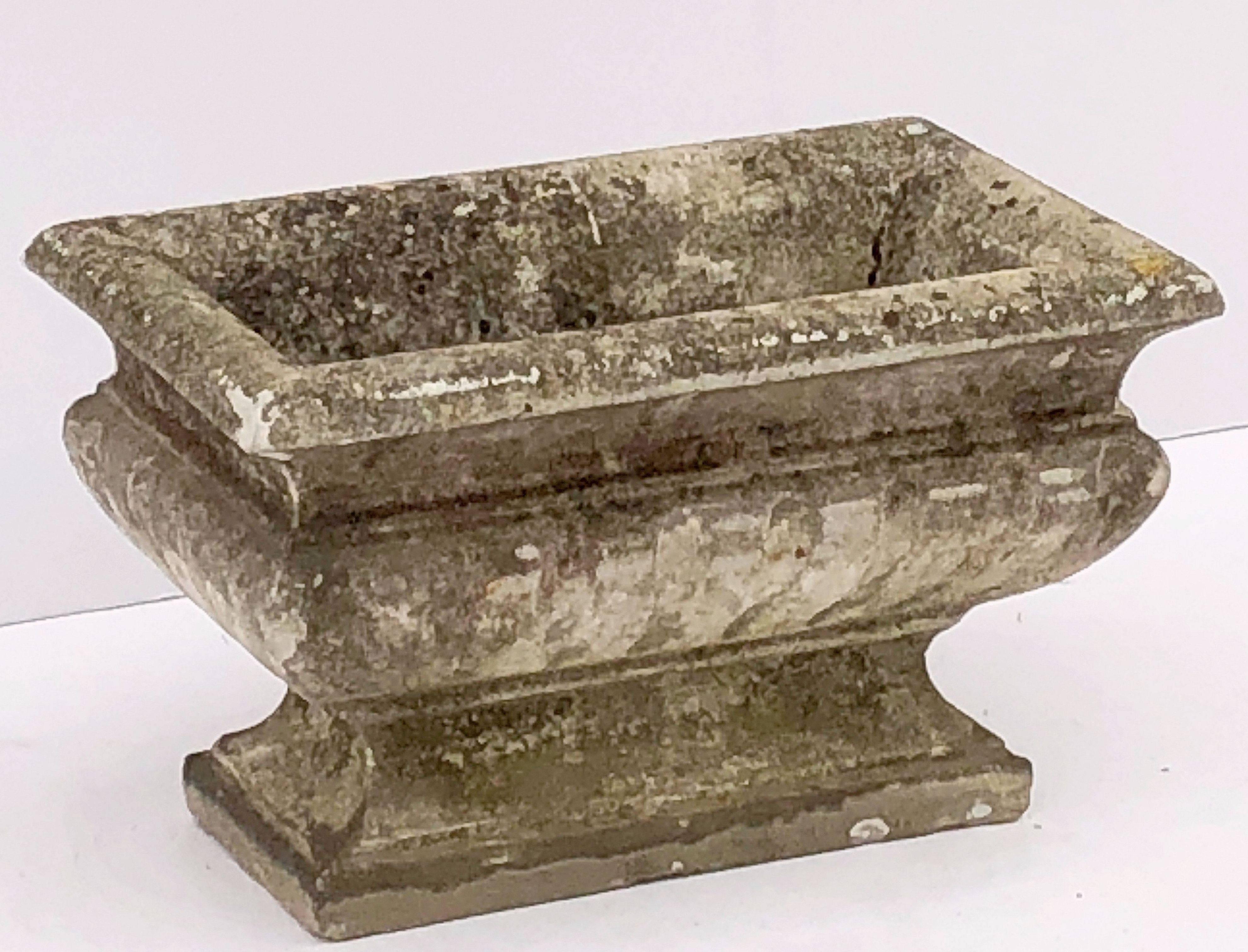 20th Century Large Rectangular English Garden Stone Pedestal Trough or Planter