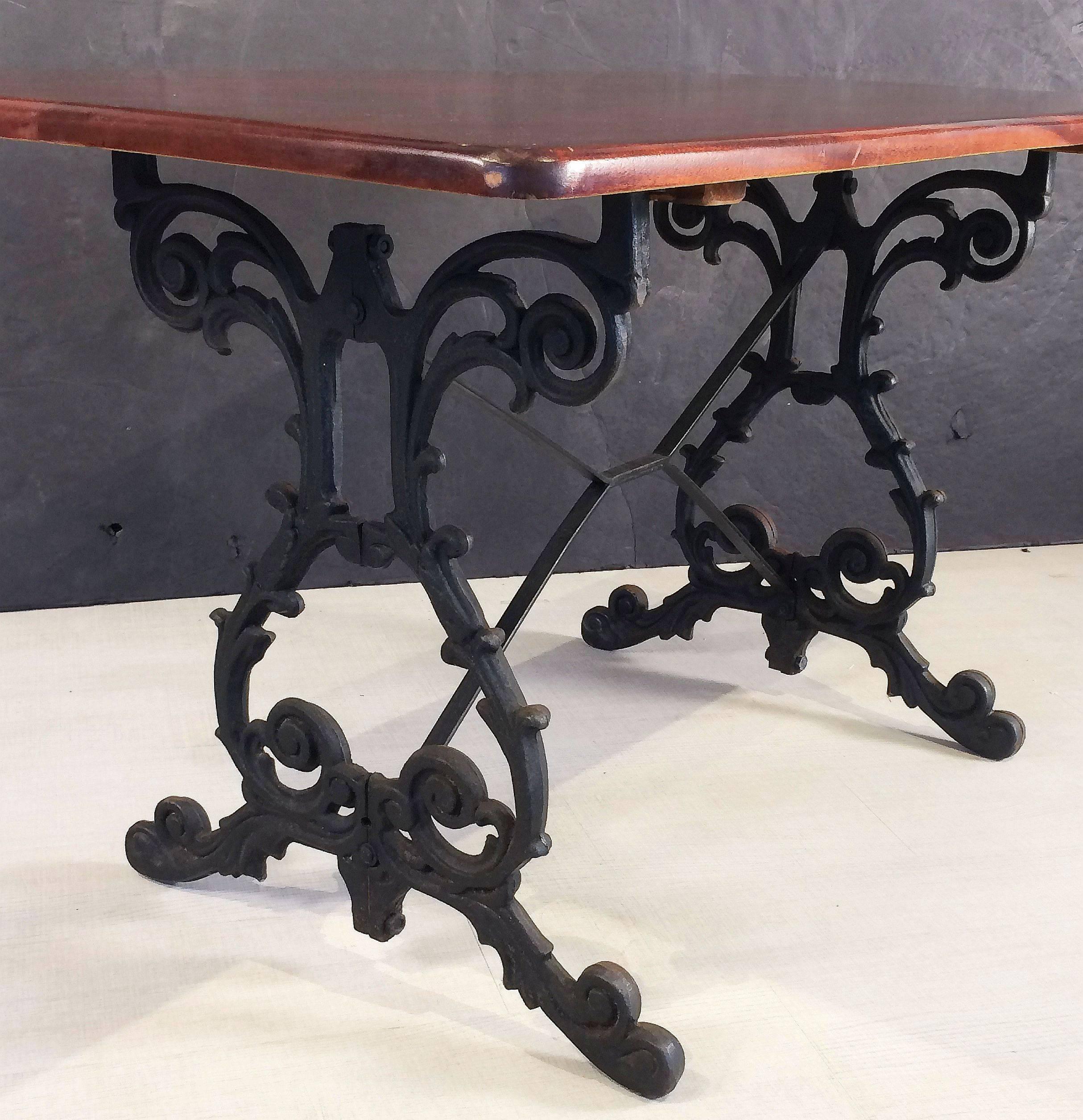 English Bistro or Pub Table of Cast Iron with Wooden Top 1