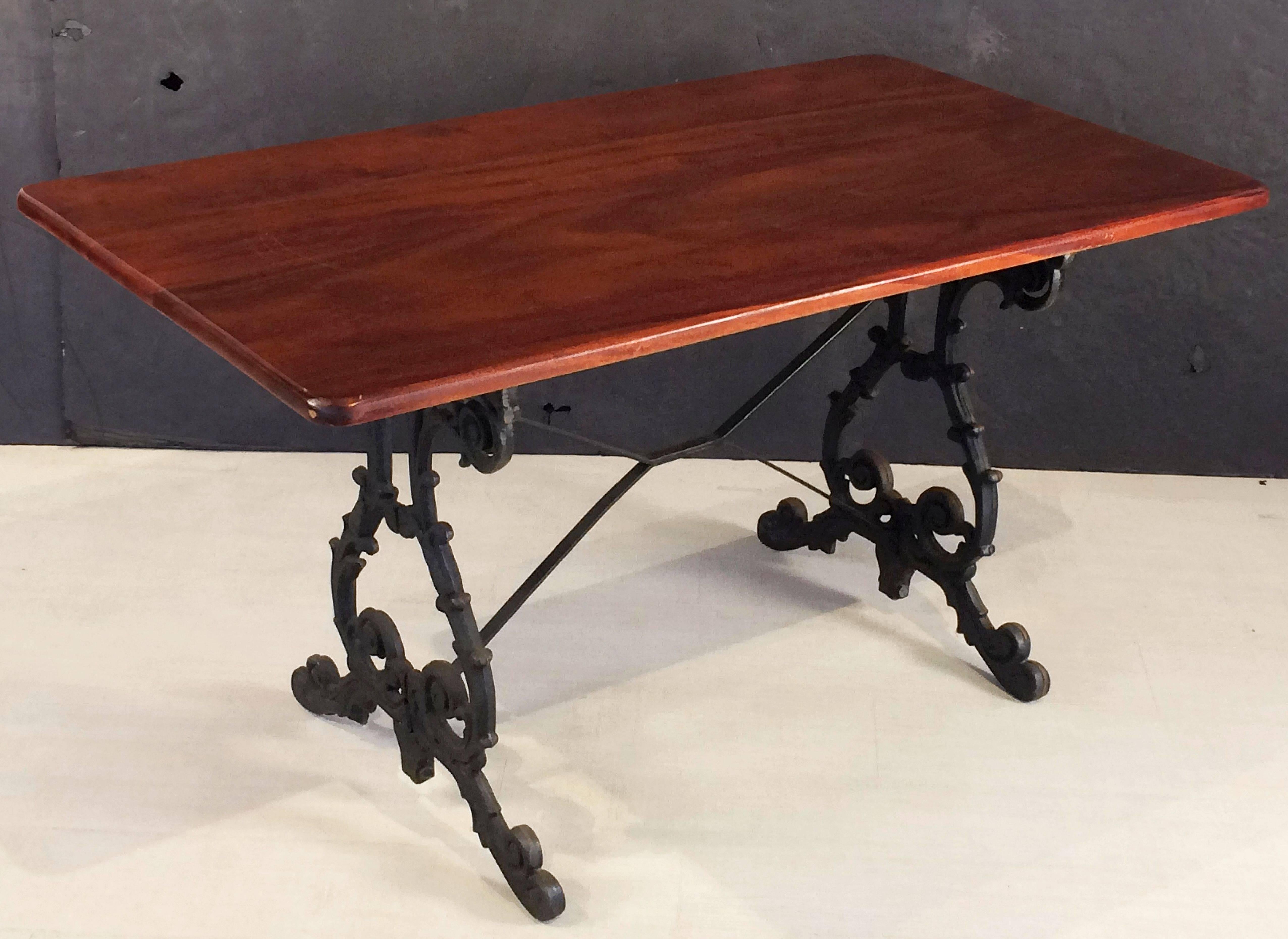 19th Century English Bistro or Pub Table of Cast Iron with Wooden Top