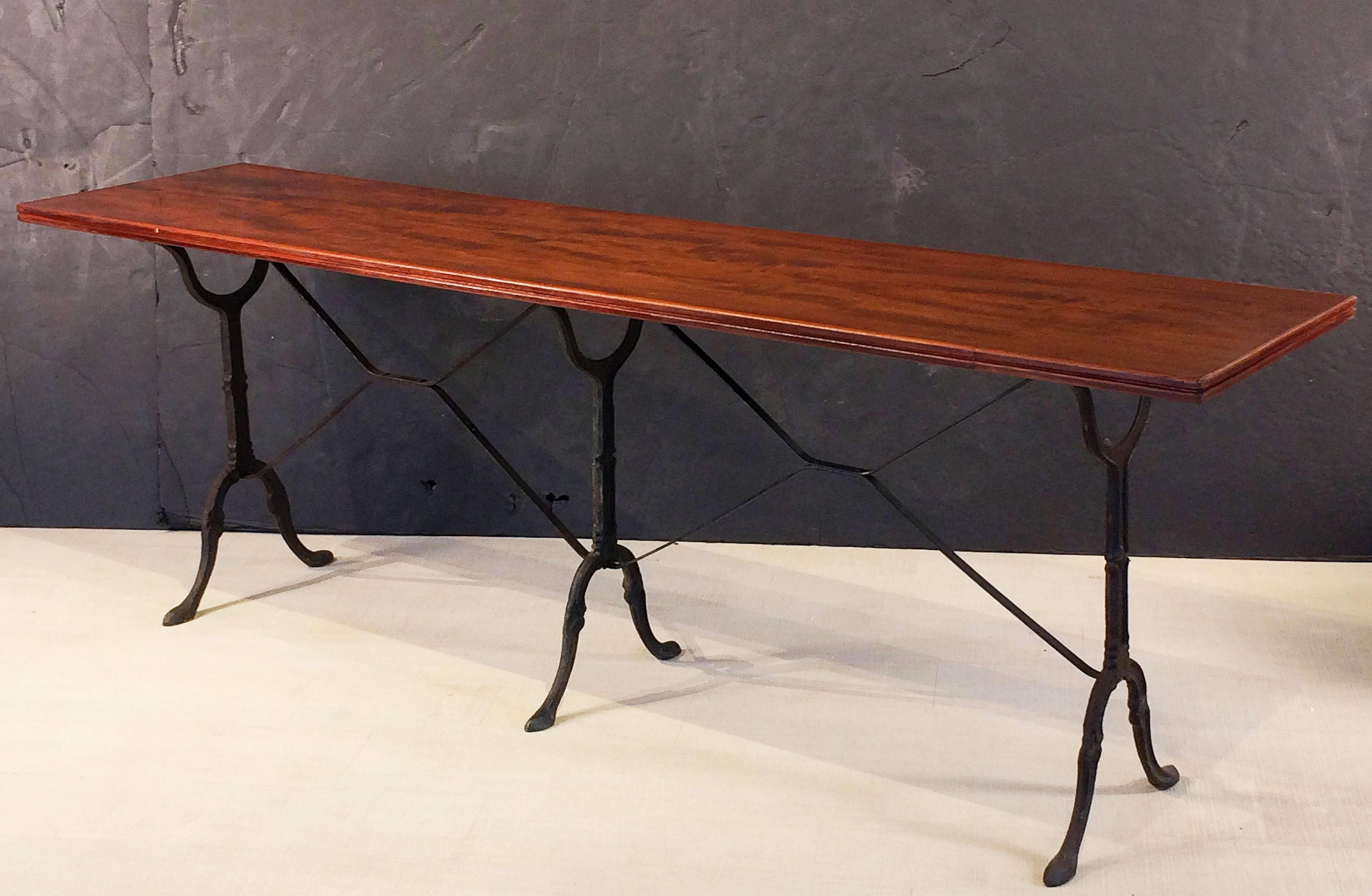 English Bistro or Console Table of Cast Iron with Wooden Top 1