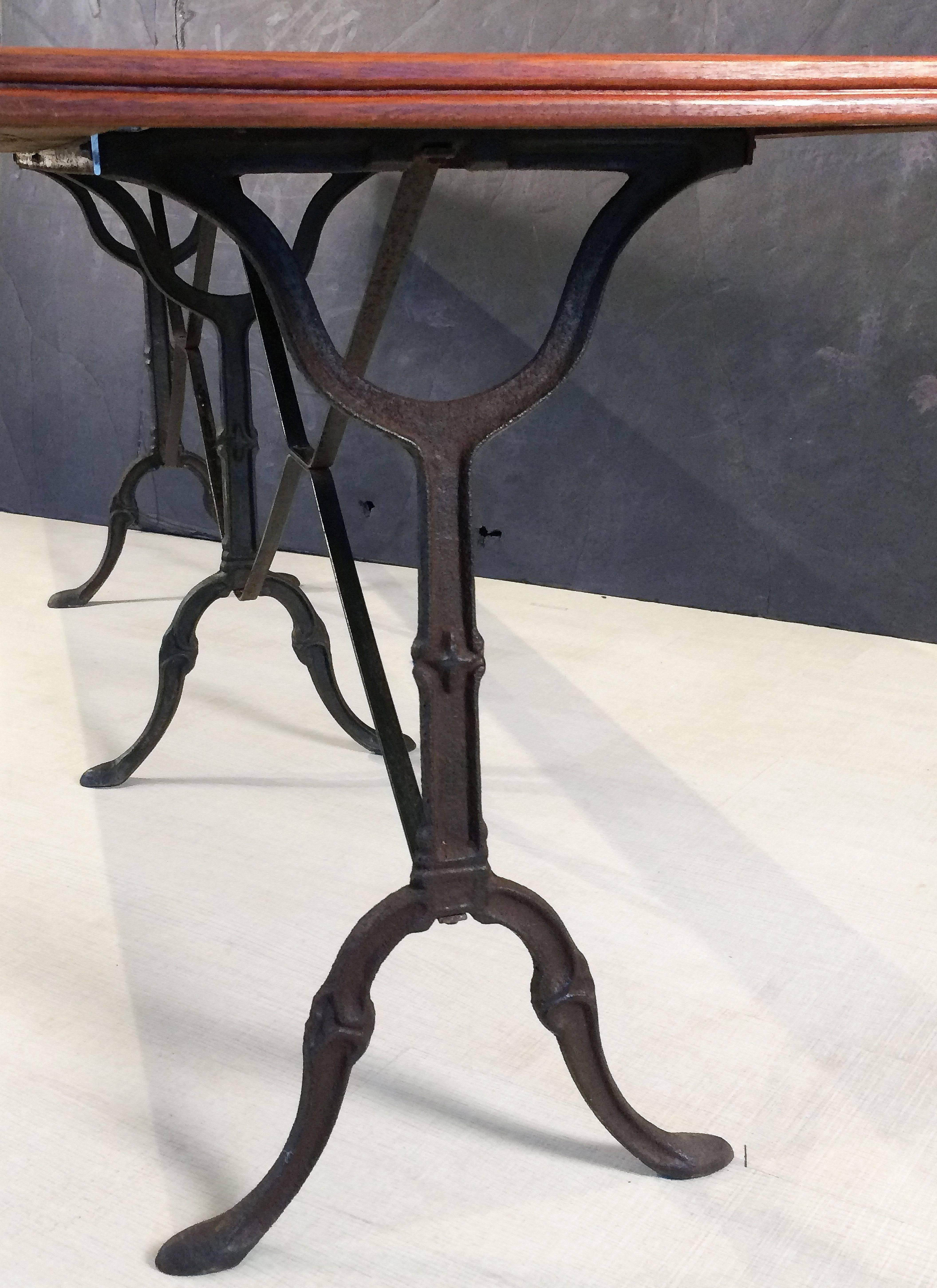English Bistro or Console Table of Cast Iron with Wooden Top 6