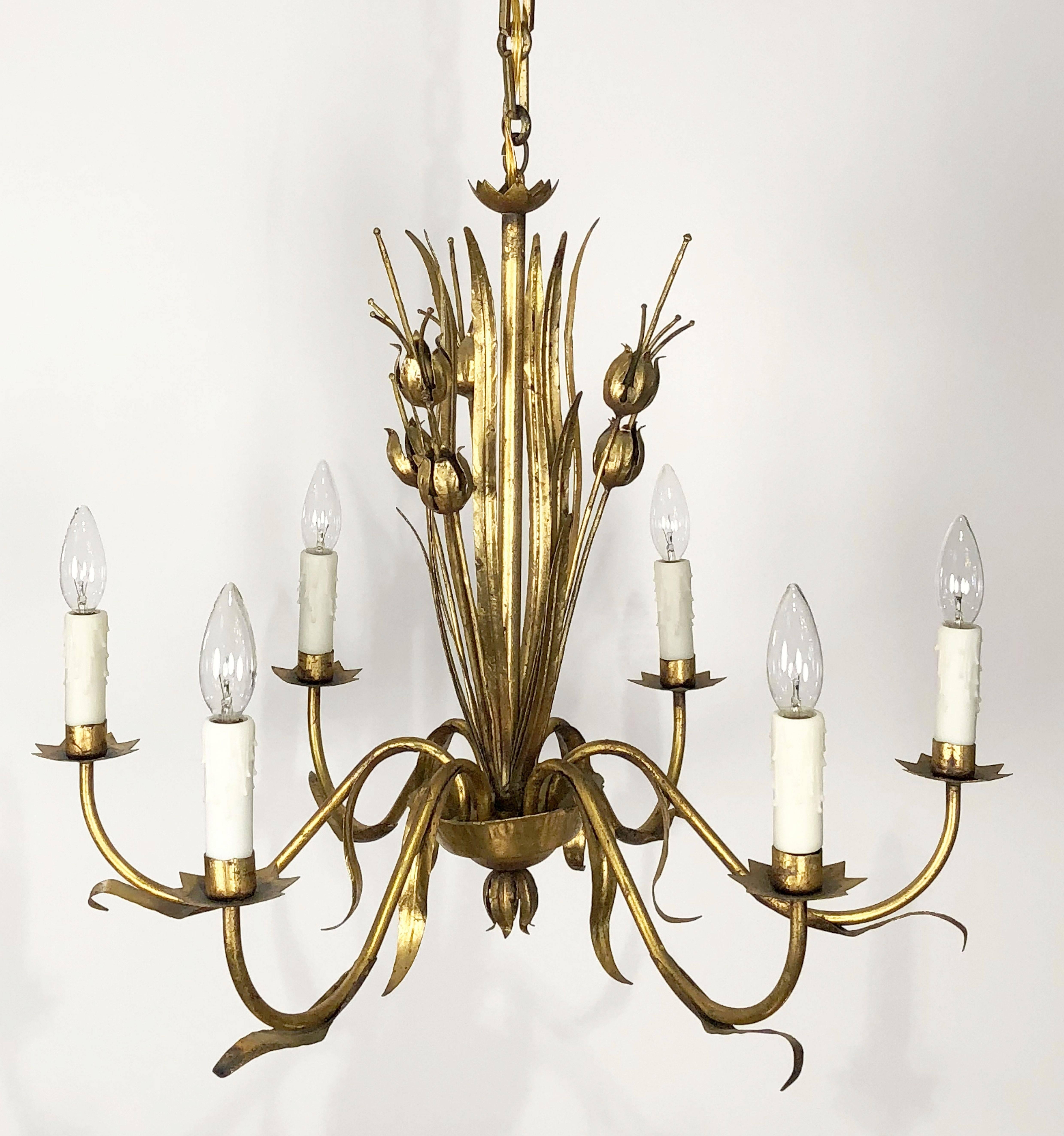 A handsome Italian six-light hanging light fixture or chandelier (26