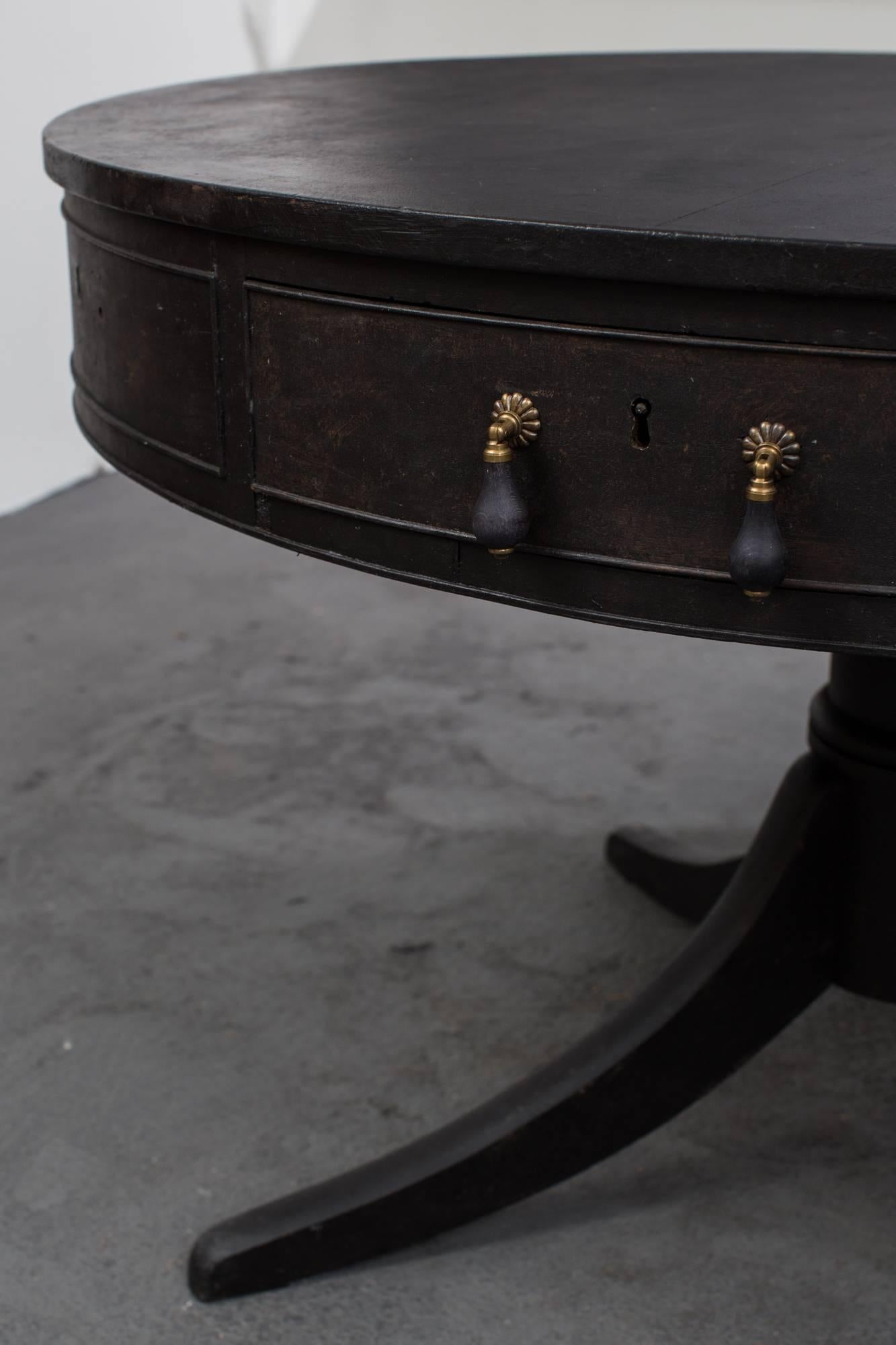Hand-Painted Table Centre Swedish Black 19th Century Sweden
