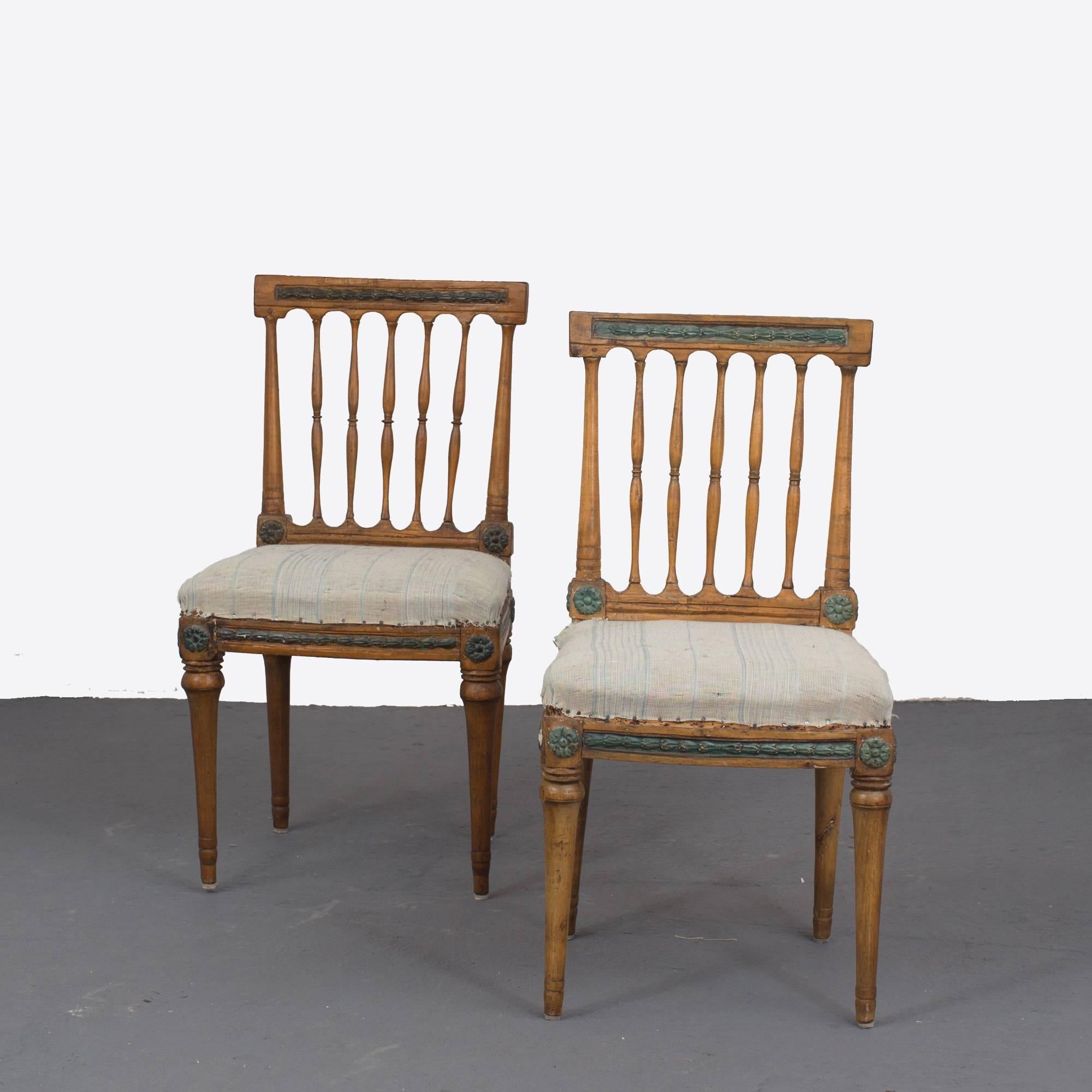 18th Century and Earlier Pair of Side Chairs Gustavian Period Sweden