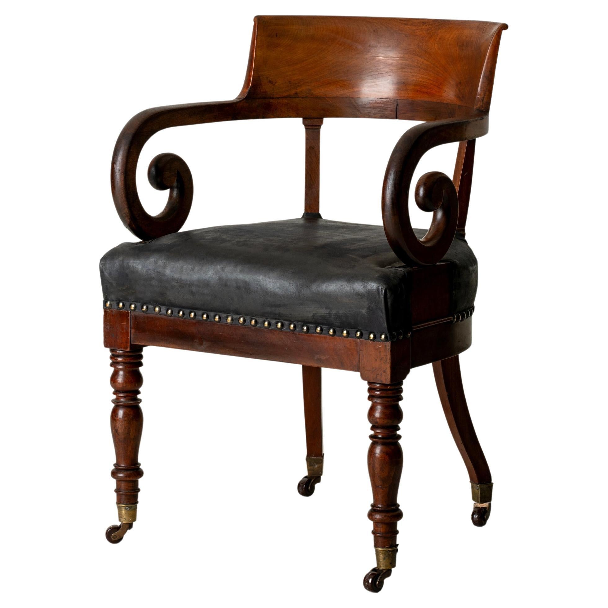 Chair Desk Swedish Mahogany Brown Sweden For Sale