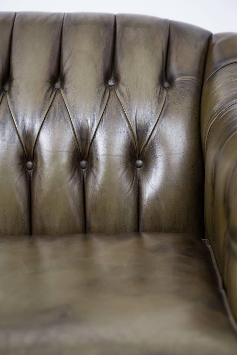 Green Leather Sofa, England In Good Condition In New York, NY