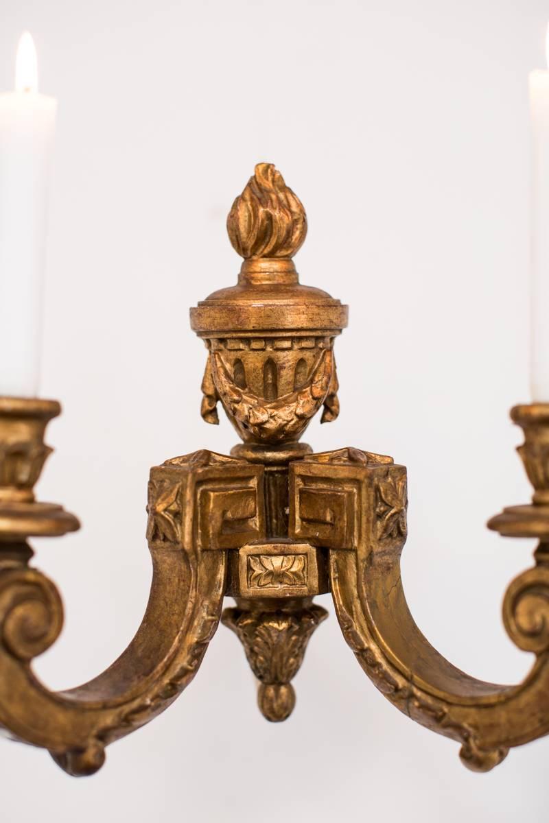 Louis XVI Wall Sconces Gilt Wood French 19th Century France