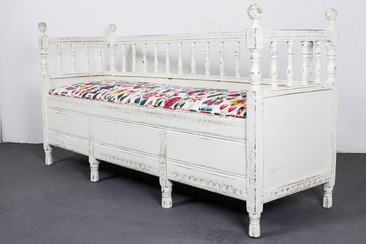 Sofa Swedish Gustavian 19th Century White Painted Sweden 3