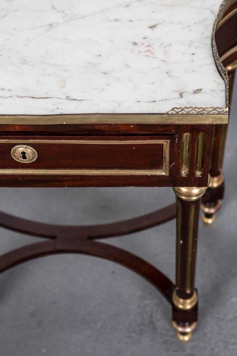 Table Side French Late 18th Century Directoire Mahogany Marble France  2