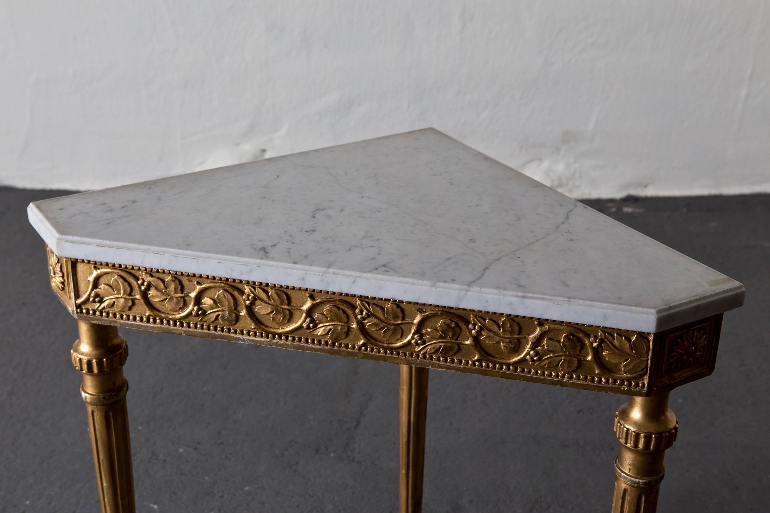 Gustavian Table Console Swedish Neoclassical 18th Century Marble Giltwood Sweden For Sale