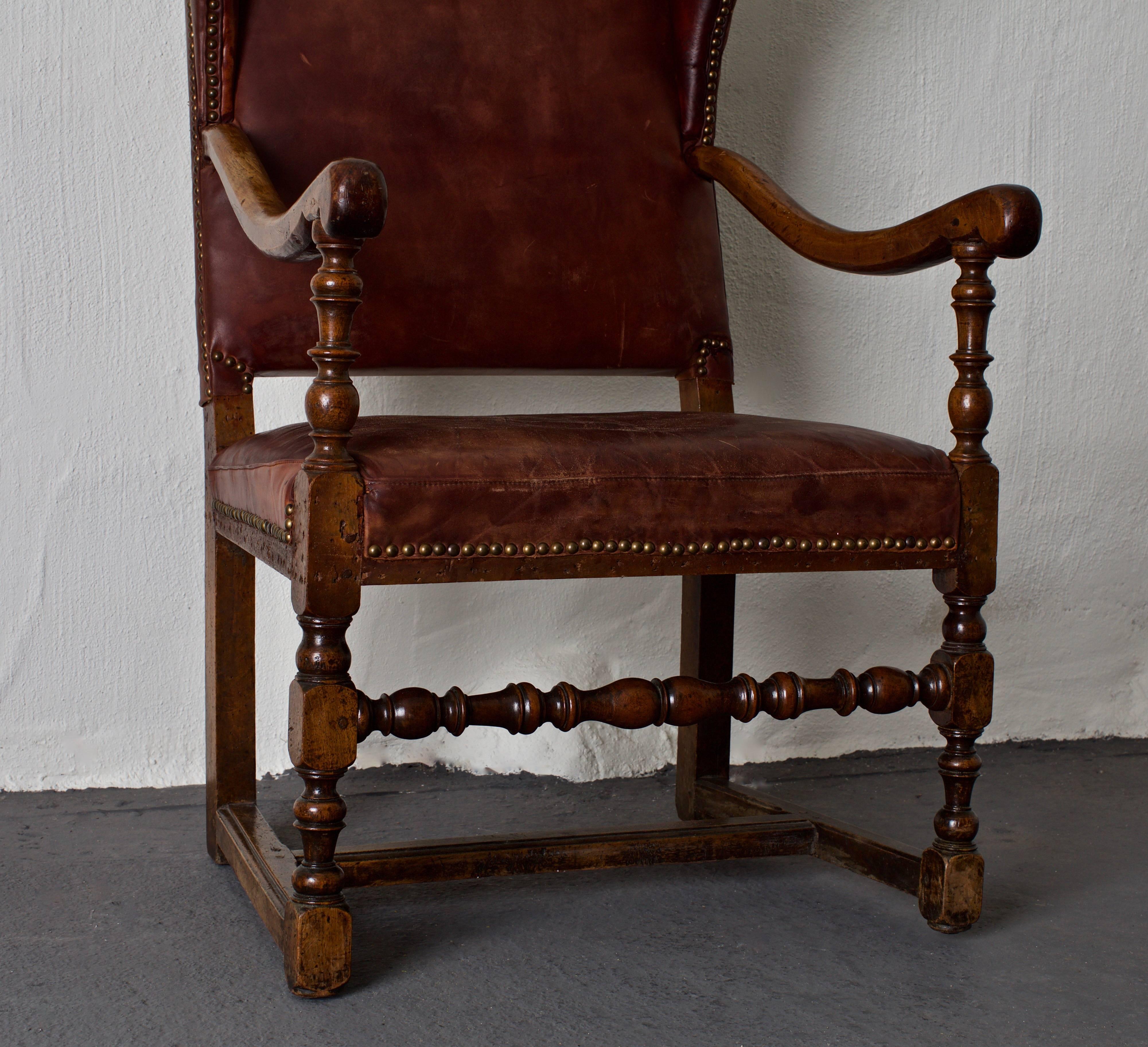 17th Century Chair Wingback Swedish Baroque Period Sweden