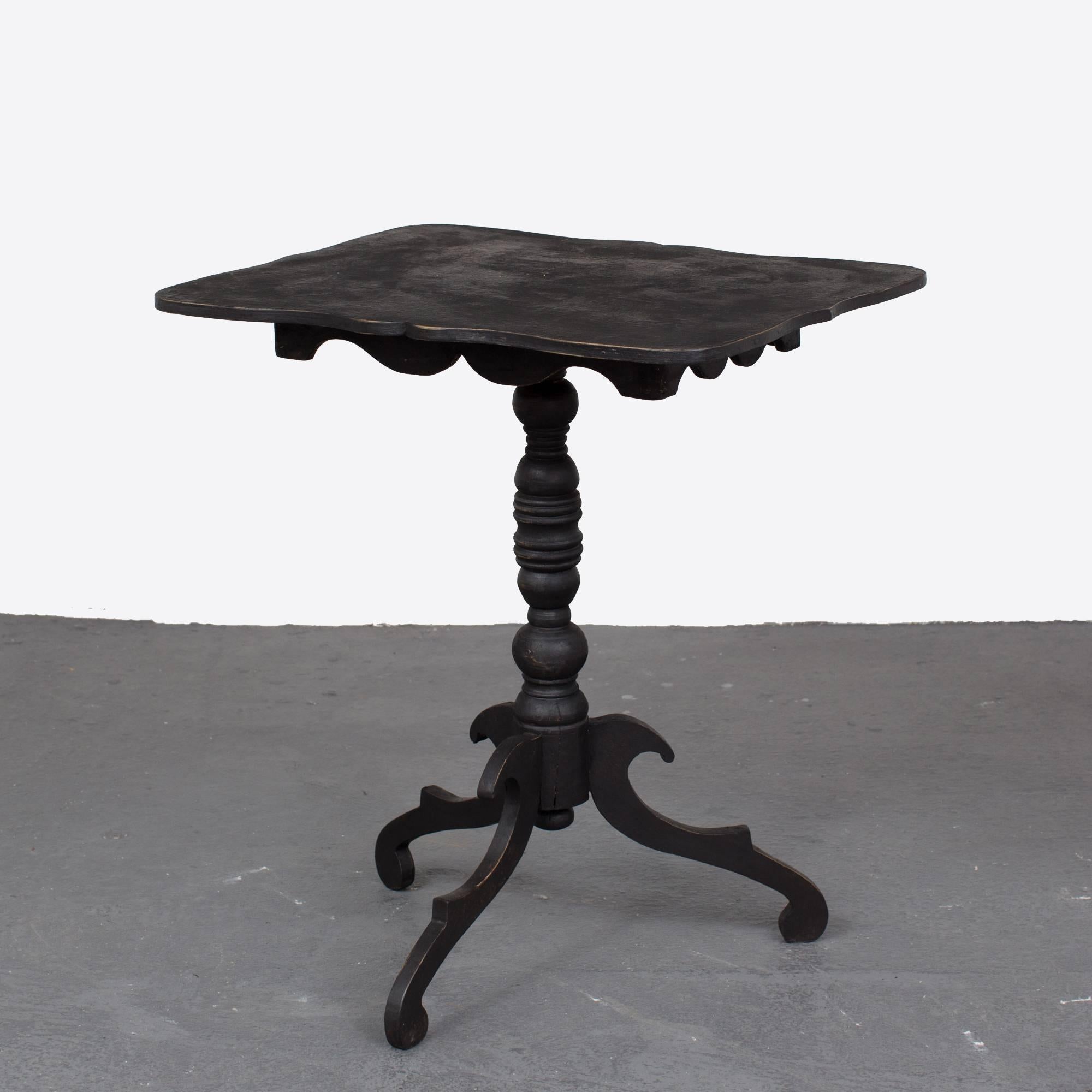 Hand-Painted Side Table Black, 1880s, Sweden