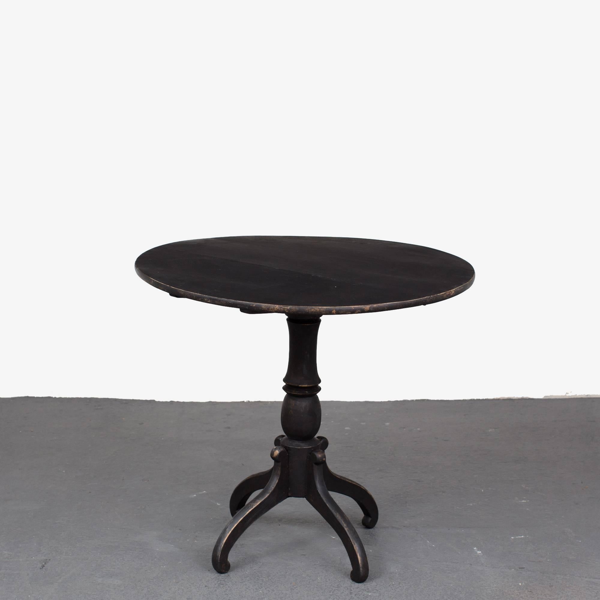 19th Century Table Side Swedish Round Black 1880s, Sweden