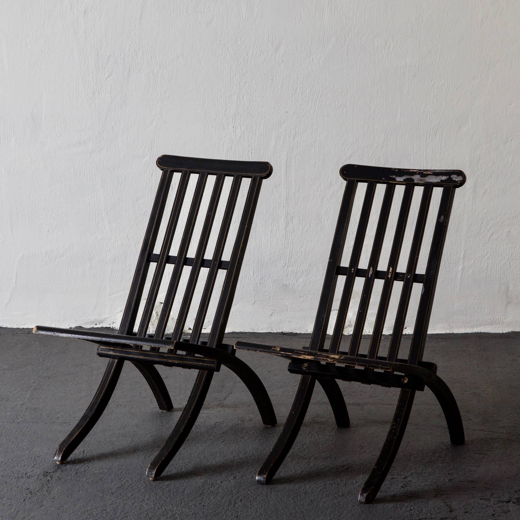 Neoclassical Black Swedish Chairs, Late 19th Century, Sweden