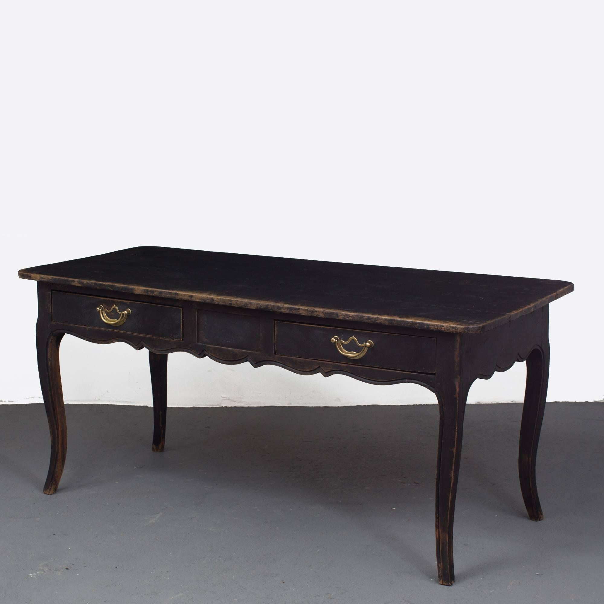 A desk made during the Rococo period 1720-1750 in France. Oak frame repainted in our custom paint finish 
