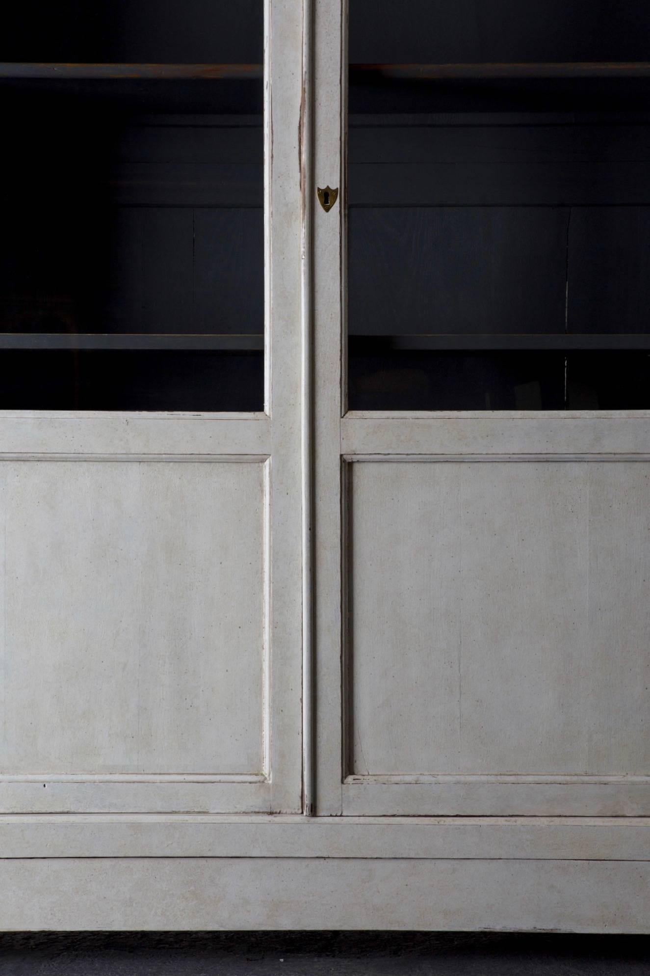 Cabinet French White Glass Doors 19th Century France 1