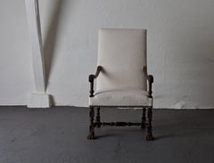 Armchair Swedish Baroque Period White Wool Fabric Oak Sweden