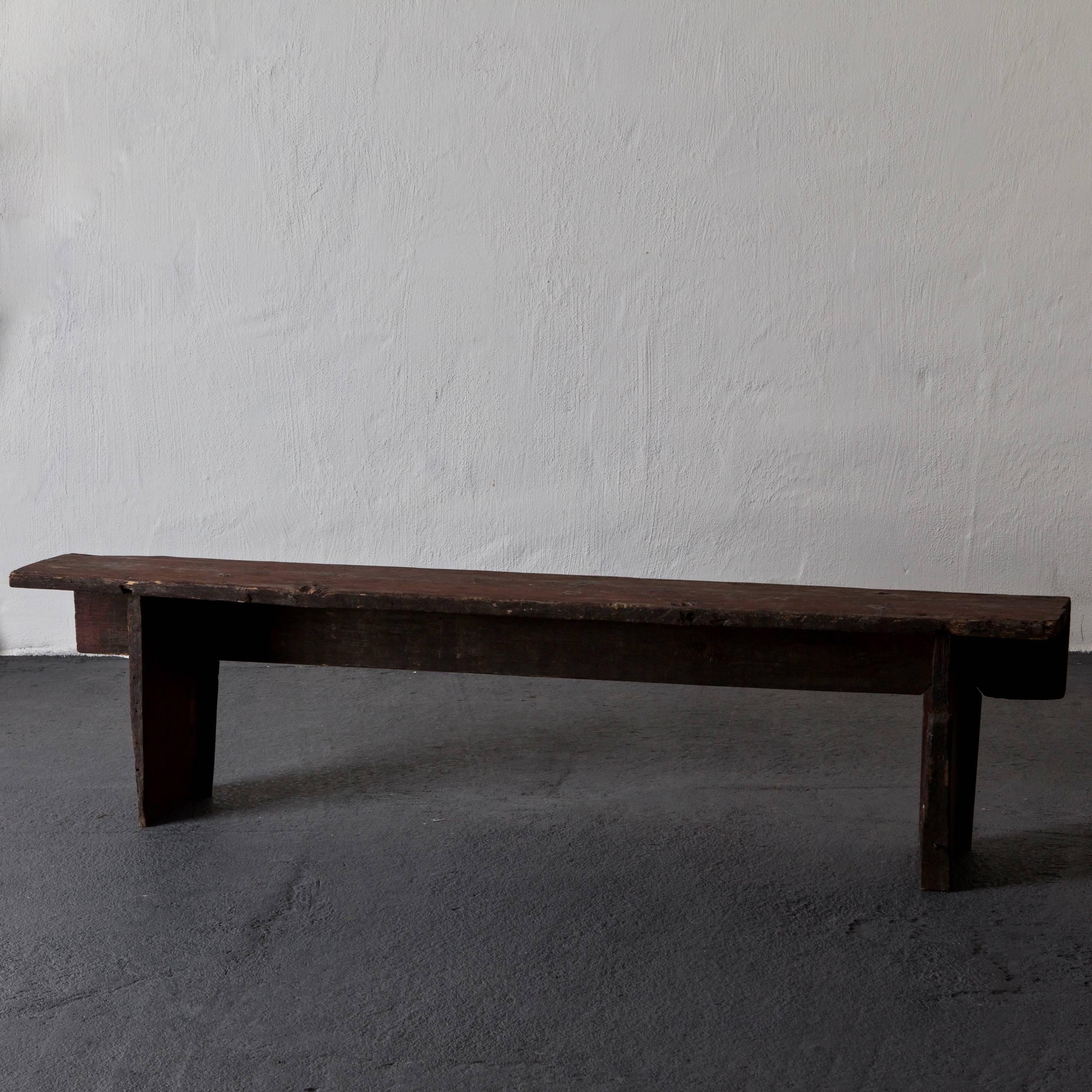 Bench Swedish 18th Rustic Century Original Paint, Sweden In Good Condition For Sale In New York, NY