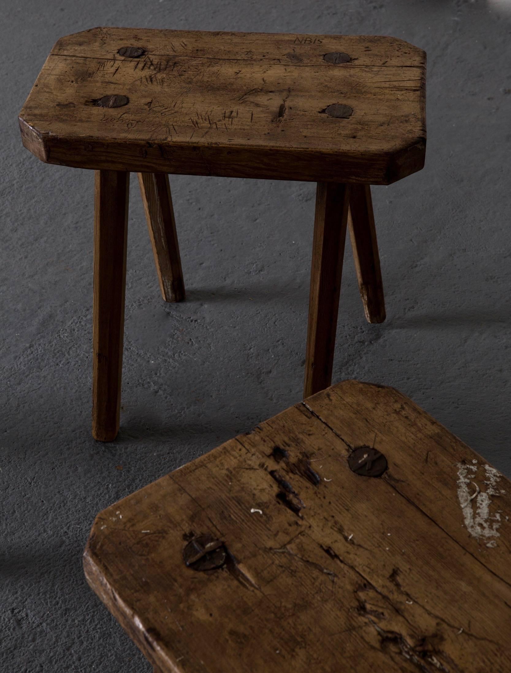 Stools Benches Rustic Wood Swedish 19th Century, Sweden In Good Condition In New York, NY