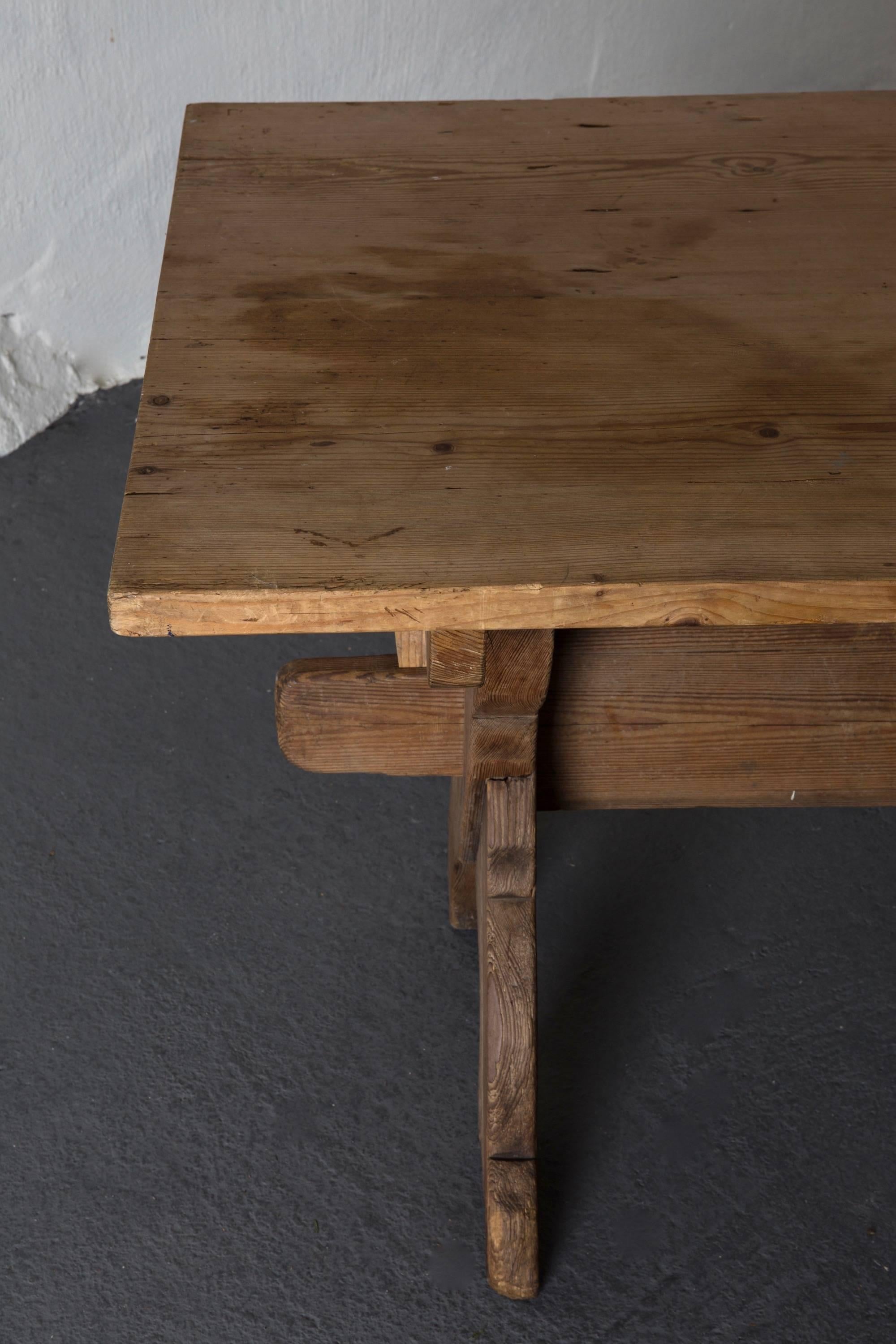 Folk Art Table Trestle Swedish, 19th Century, Sweden